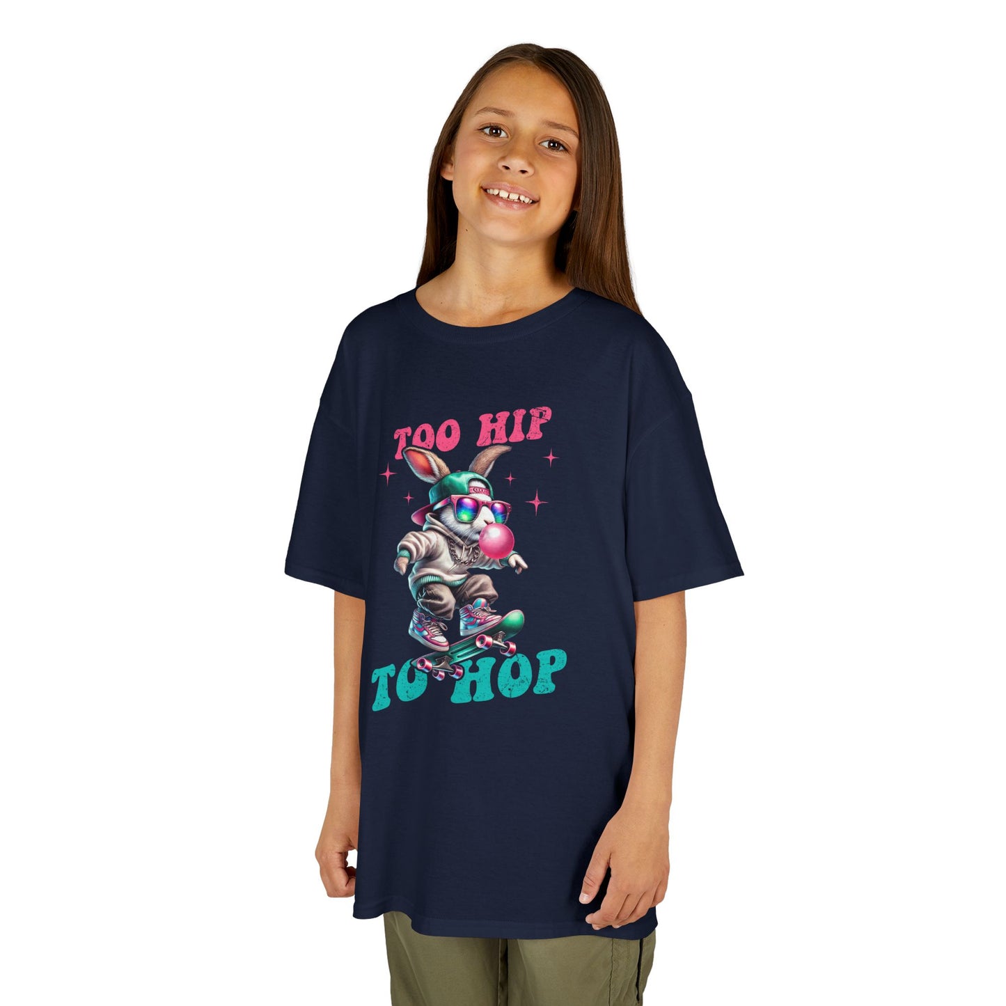 Cool Skateboarding Bunny Kids Tee - "Too Hip to Hop"
