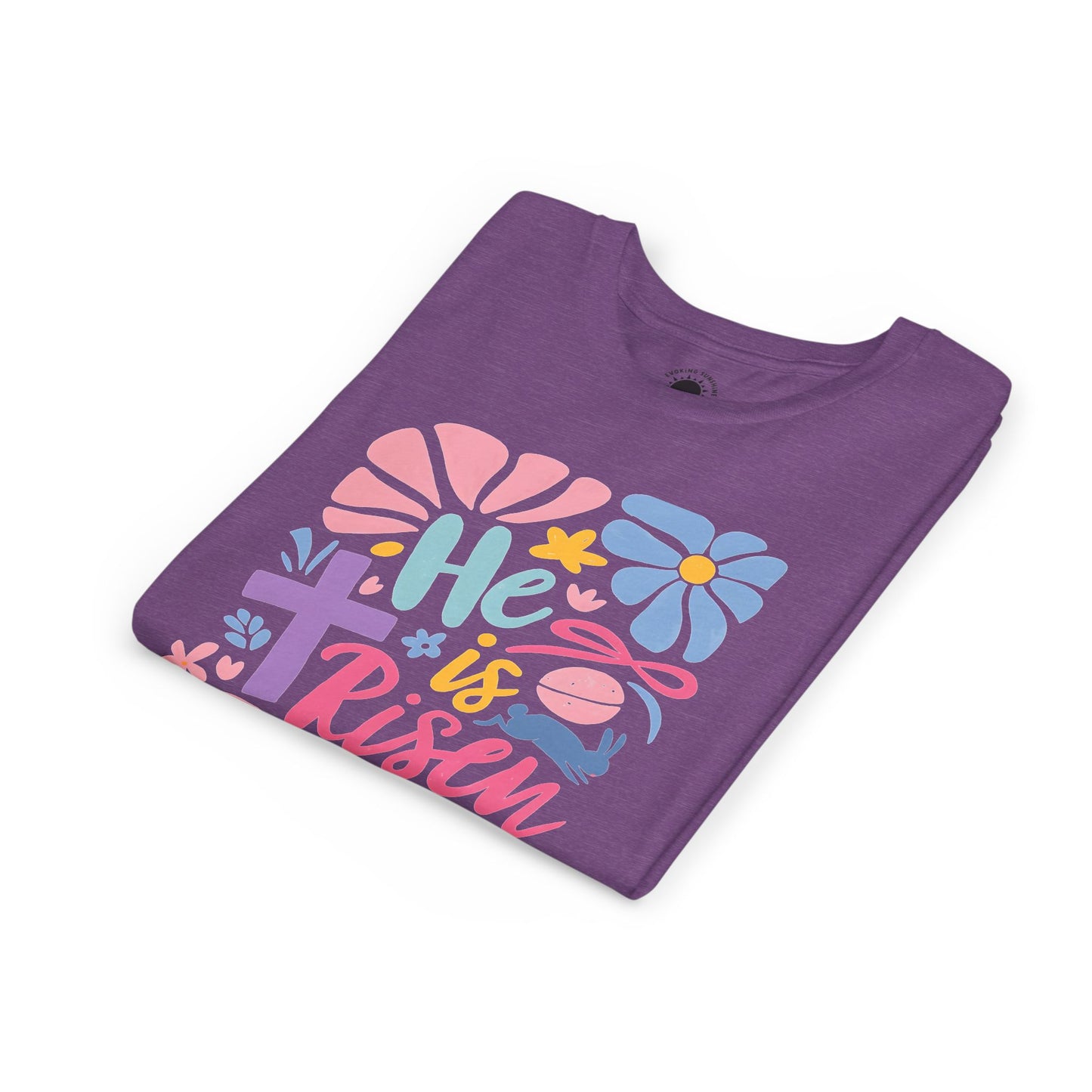 Youth Short Sleeve Tee - "He is Risen" Floral Design