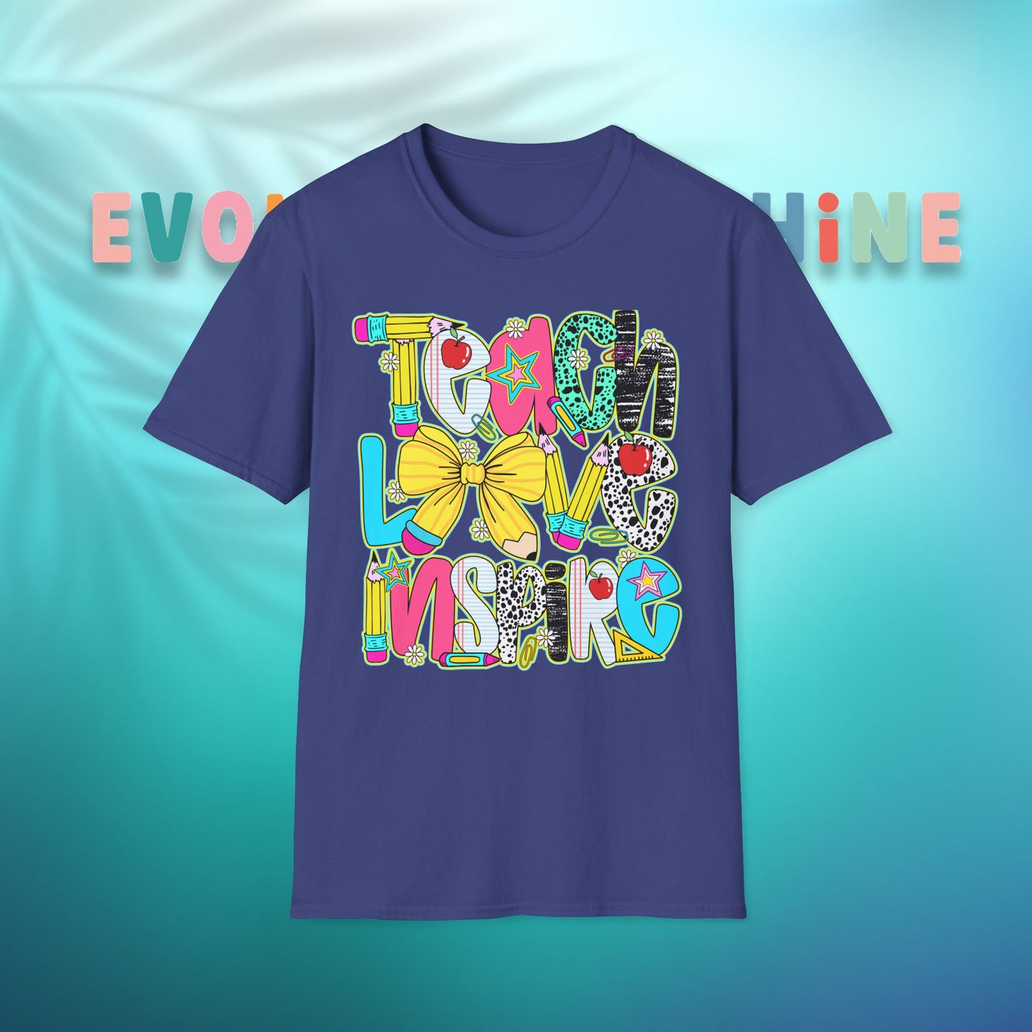 Colorful Teacher T-Shirt, Teach Love Inspire Shirt, Gift for Educators, Back to School Apparel, Inspirational Tops