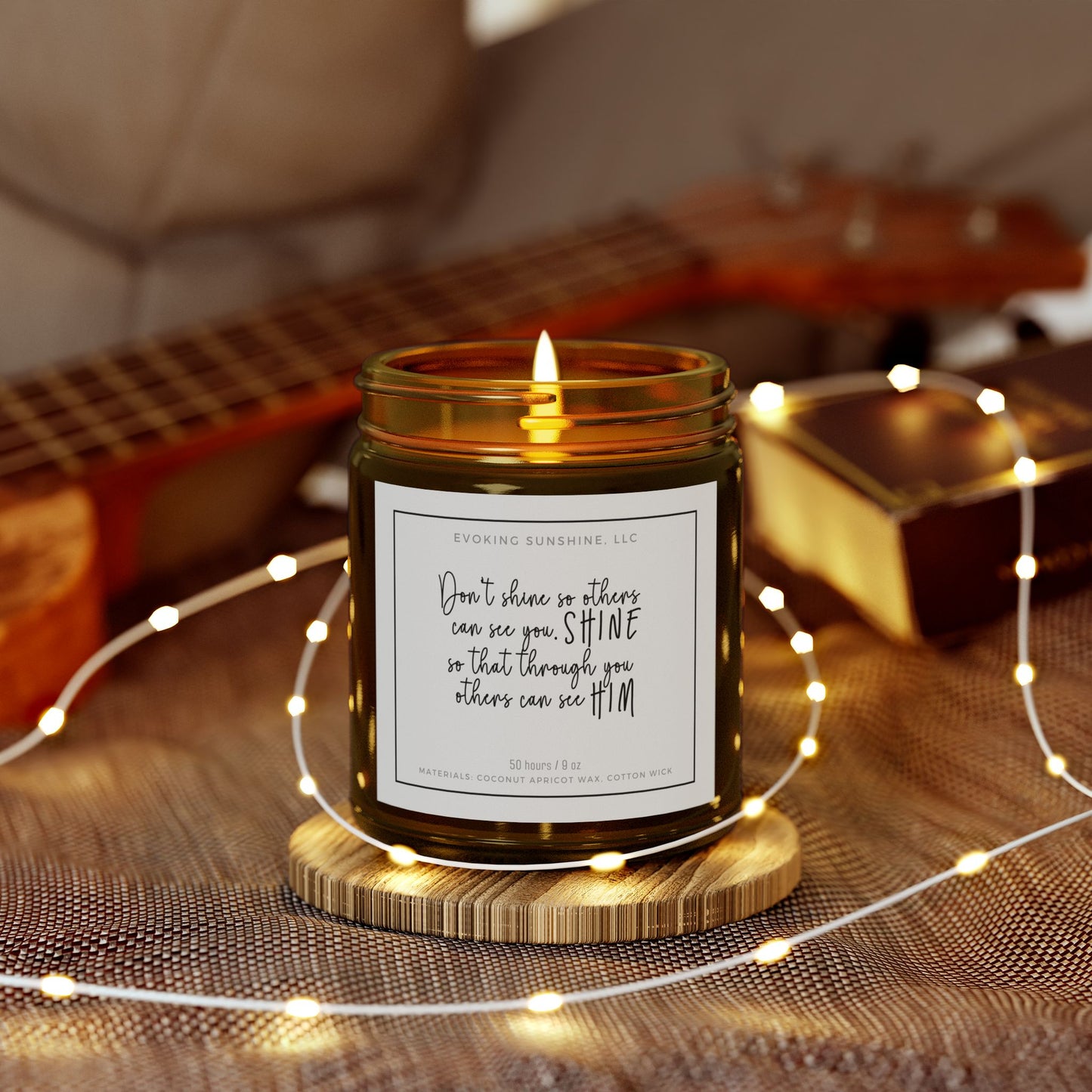 9oz Scented Candle, 'Don't shine so others can see you, SHINE so that through you others can see HIM', 9 Scents, Coconut Apricot Wax
