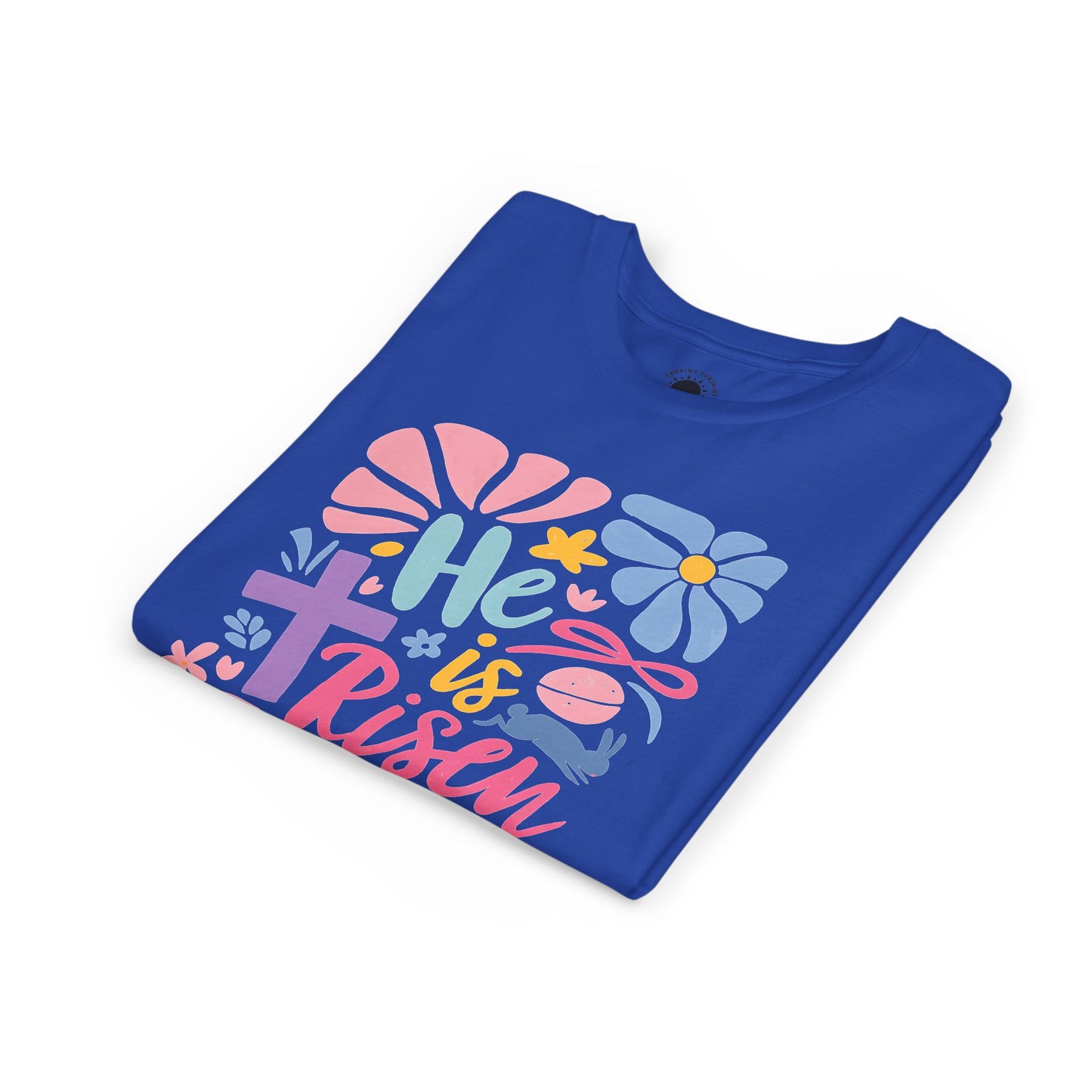 Youth Short Sleeve Tee - "He is Risen" Floral Design