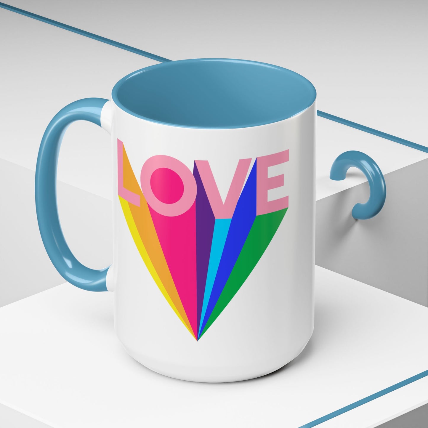 LOVE Accent Coffee Mug (11, 15oz), Rainbow mug, Coffee Lover, Valentine's gift, Tea lover, Gifts for her, Gifts for him