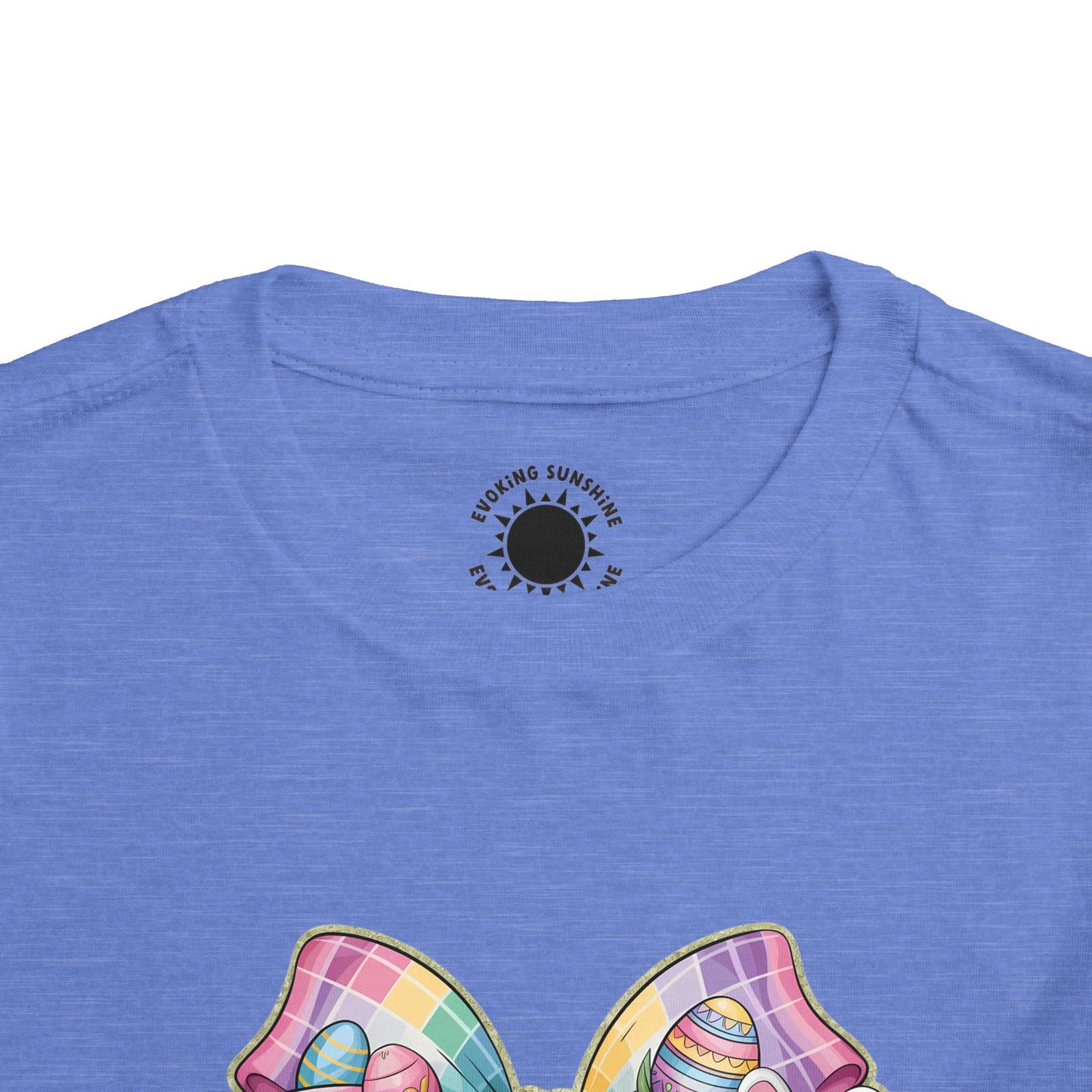 Easter Bunny Toddler Tee - Festive Short Sleeve Shirt with Colorful Bow Design