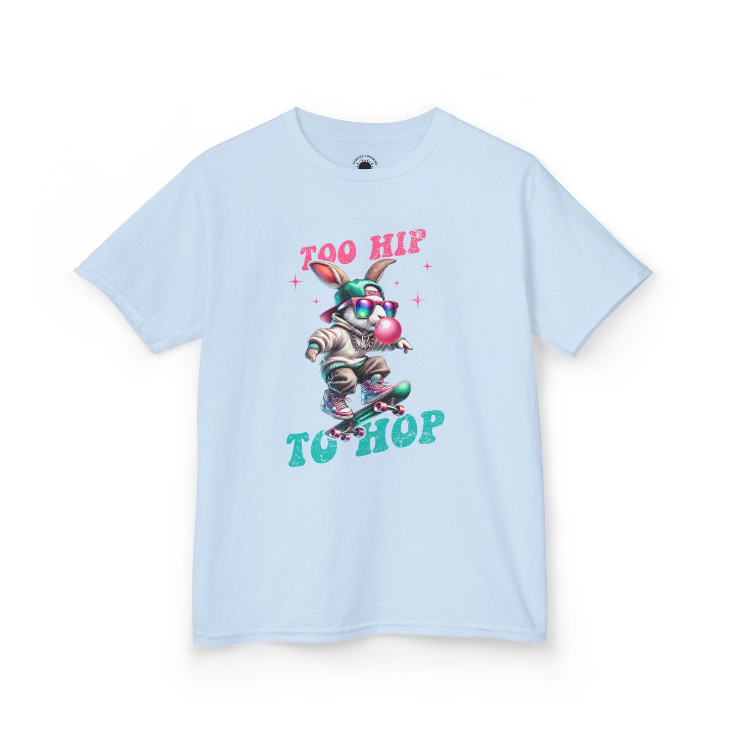Cool Skateboarding Bunny Kids Tee - "Too Hip to Hop"