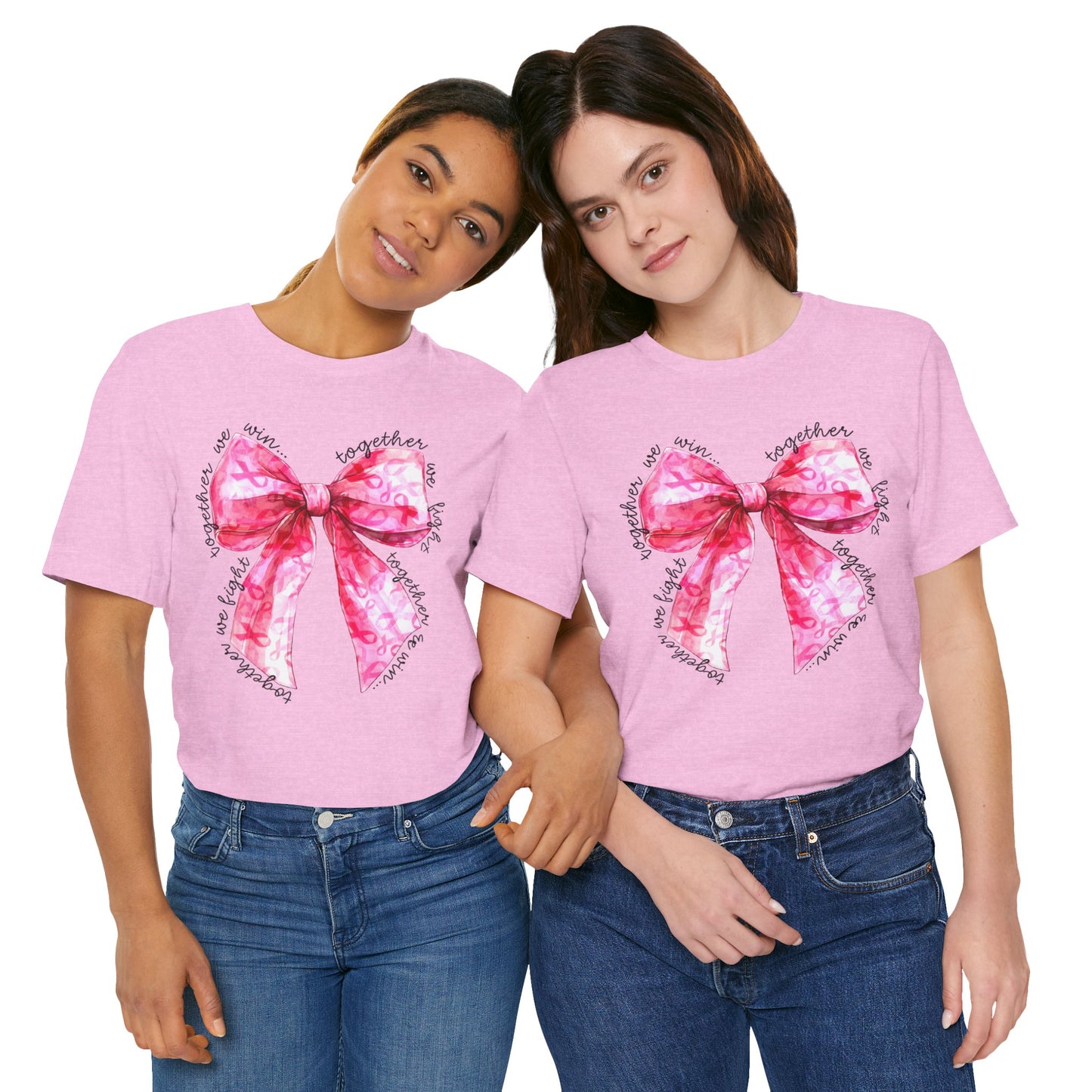 Pink Cancer Coquette Bow Tee, Breast Cancer Awareness Ribbon Shirt, Unisex Jersey Short Sleeve Top, Pink Ribbon T-shirt, Express Delivery available