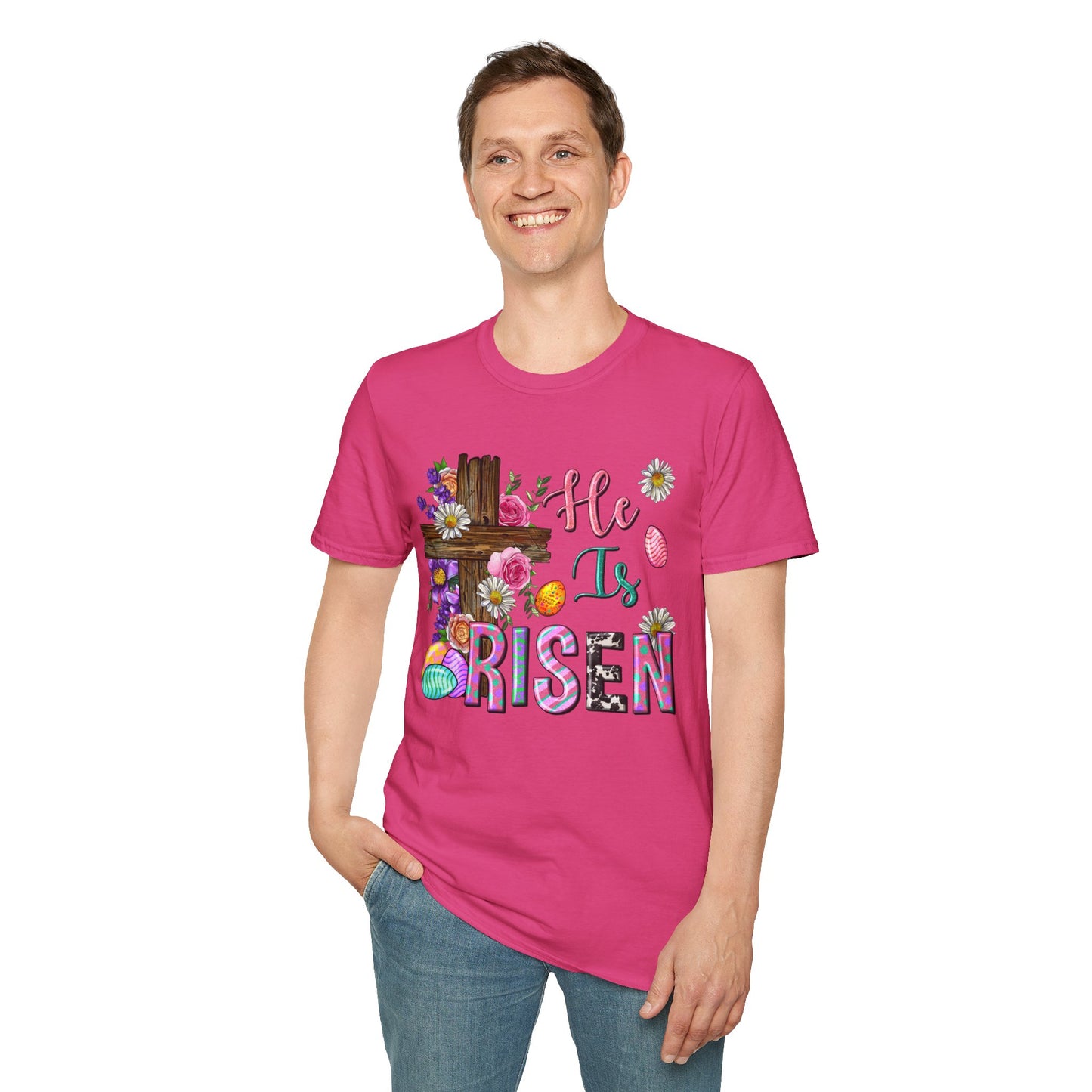He Is Risen Unisex Softstyle T-Shirt - Easter Celebration Tee
