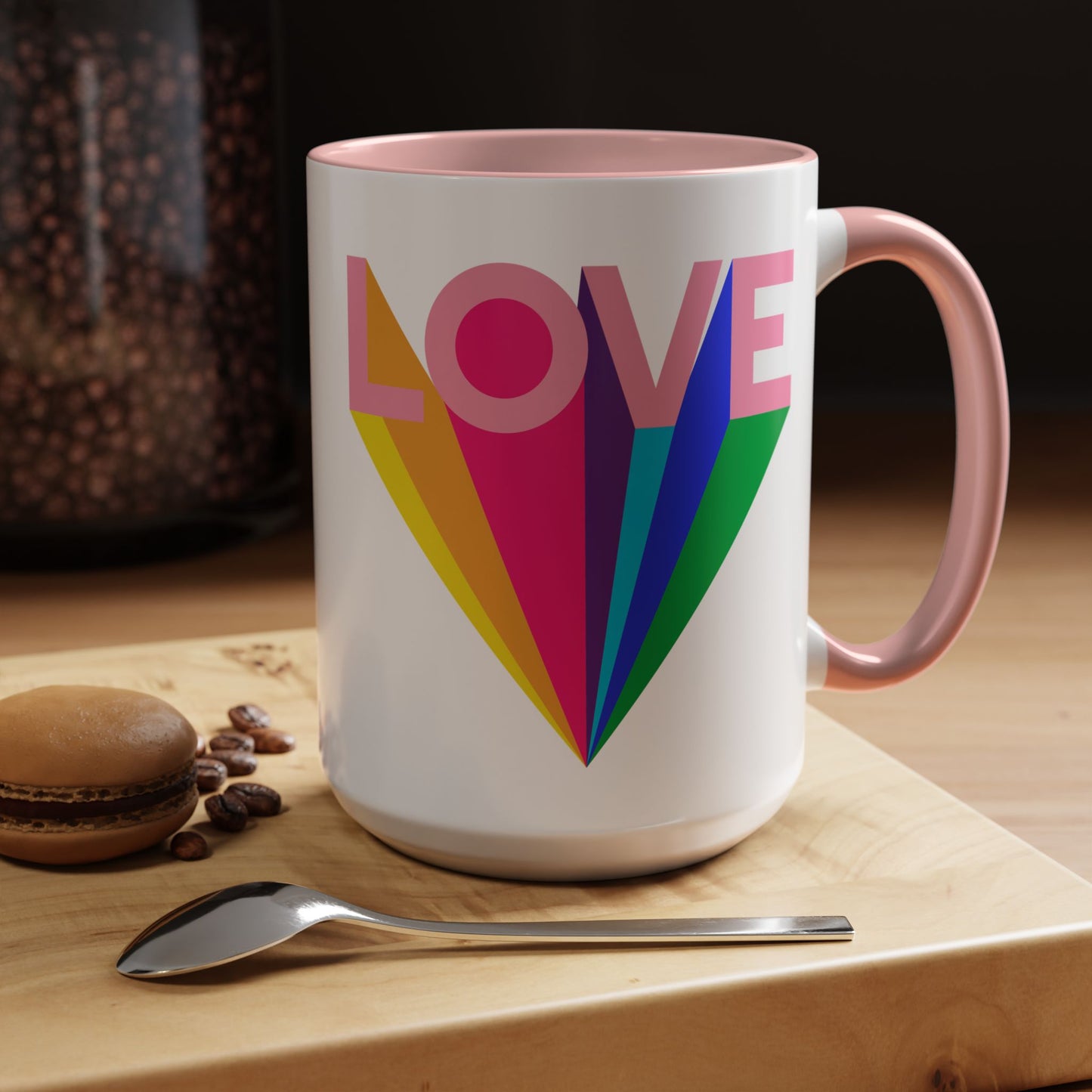 LOVE Accent Coffee Mug (11, 15oz), Rainbow mug, Coffee Lover, Valentine's gift, Tea lover, Gifts for her, Gifts for him