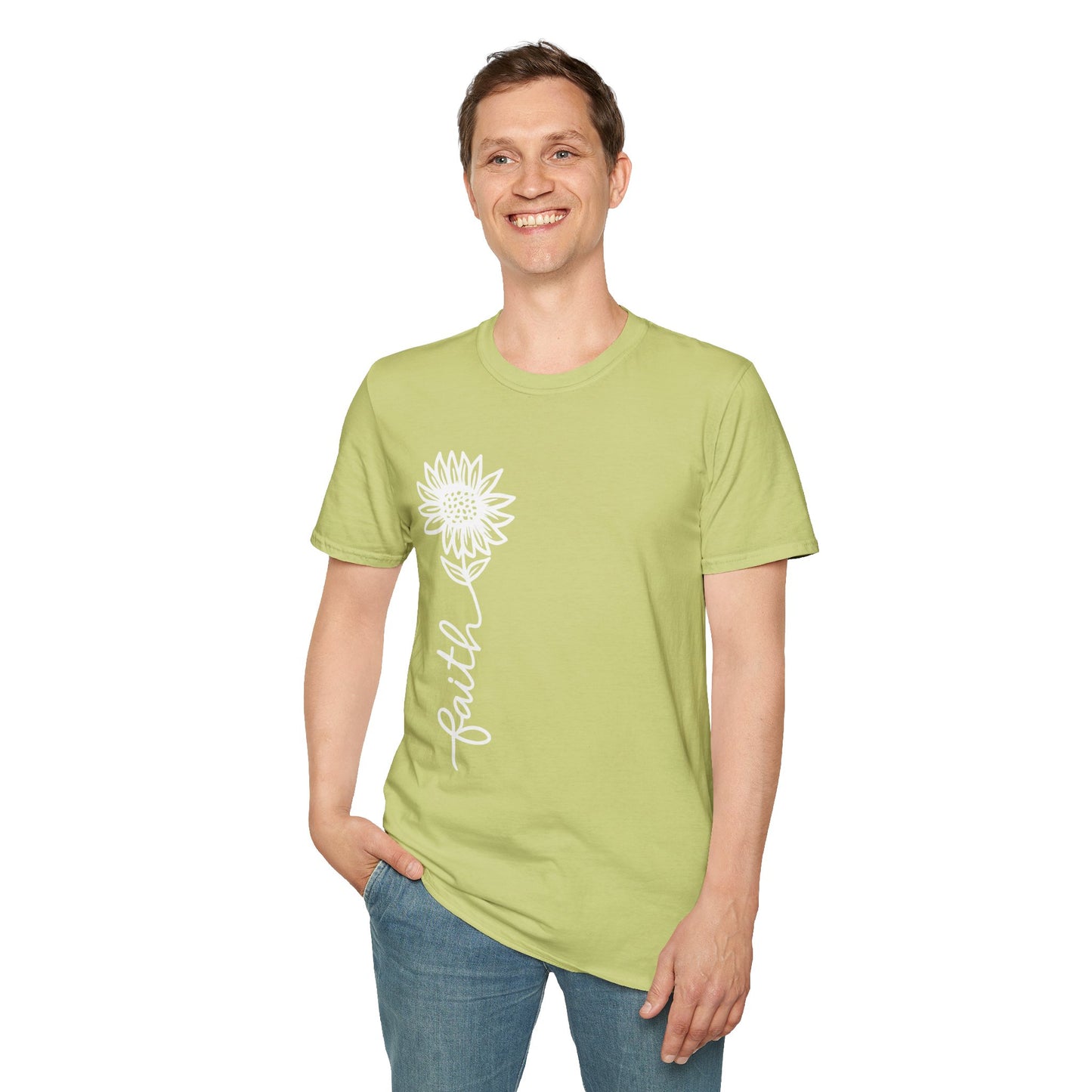 Faith-Inspired Unisex Softstyle T-Shirt - Floral Design for Everyday Wear