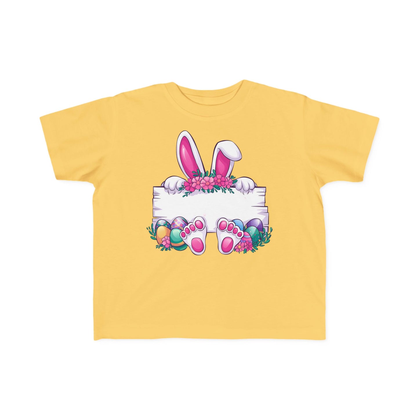 Personalized Cute Easter Bunny Toddler T-Shirt with Colorful Eggs