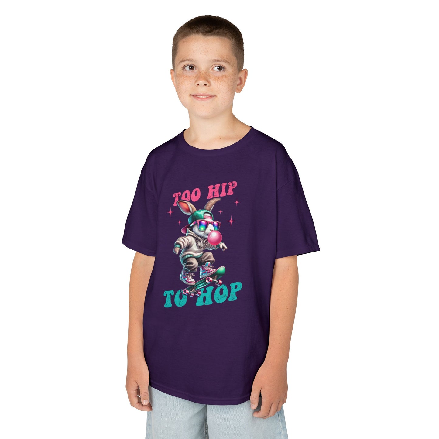 Cool Skateboarding Bunny Kids Tee - "Too Hip to Hop"