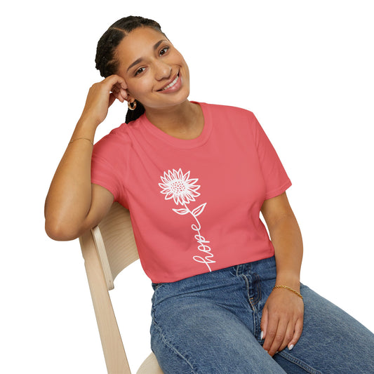 Hope-Inspired Unisex Softstyle T-Shirt - Floral Design for Everyday Wear