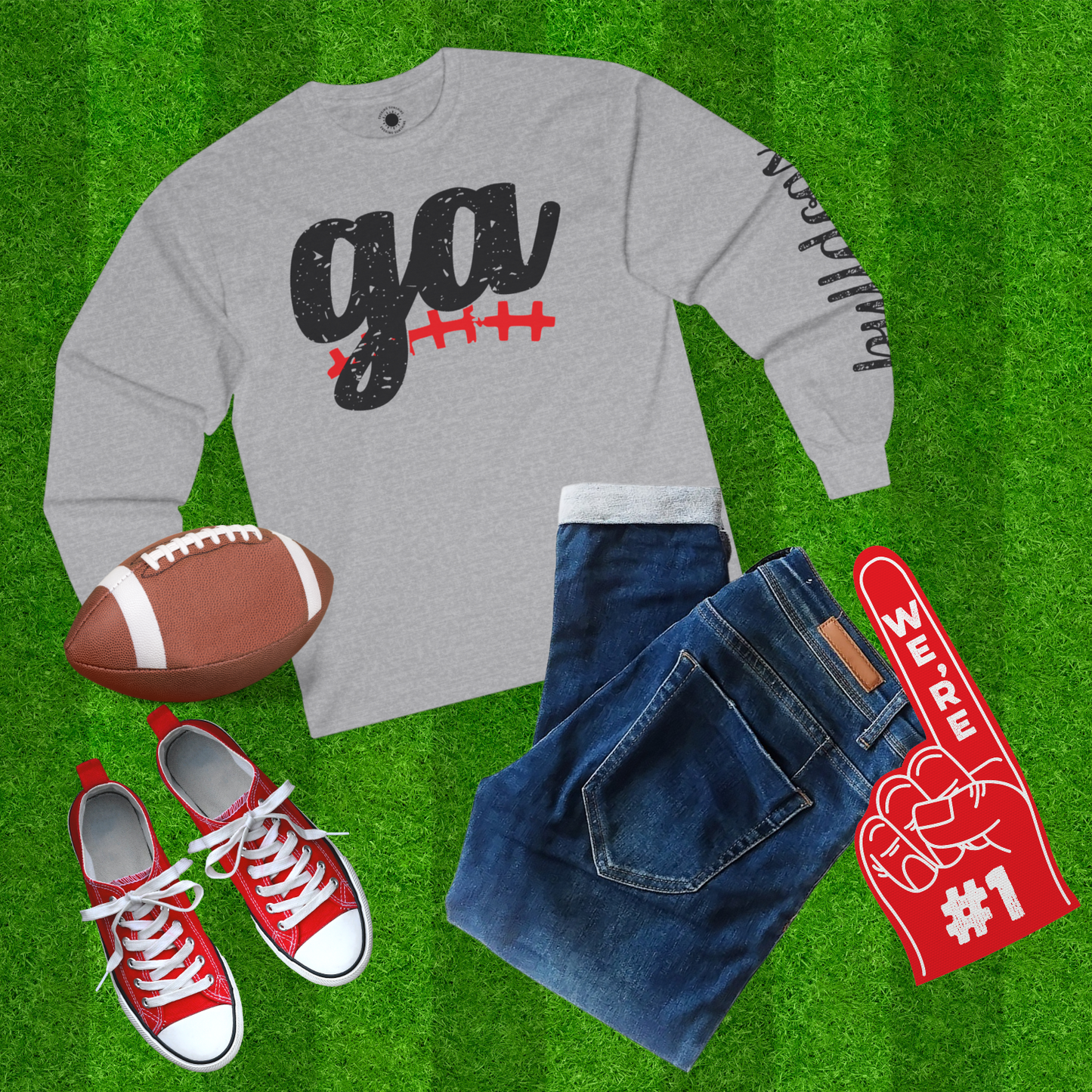 Bulldogs Football Tee, Georgia Sports Fan Long Sleeve Shirt, Distressed Design, Unisex Cotton Tee, Game Day Apparel, Fan Gear