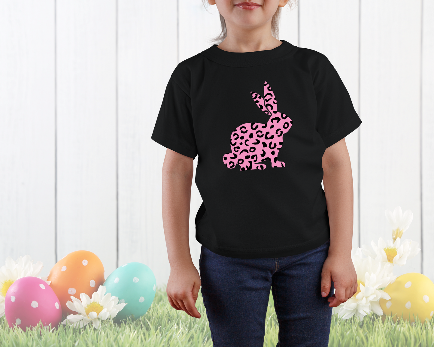 Kids Pink Leopard Bunny Shirt, Shirts for Easter, Animal Print Easter Shirt, Leopard Print Tee, Leopard T-shirt, Leopard Rabbit Shirt