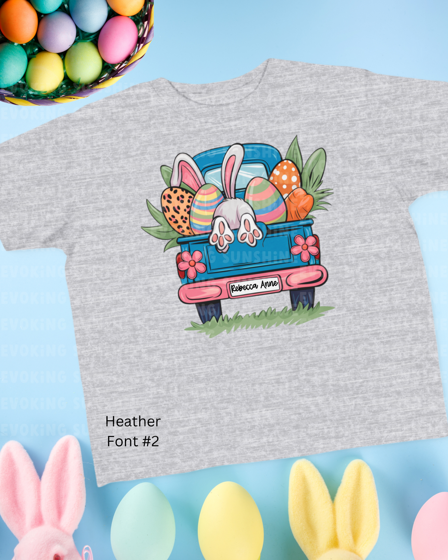 Personalized Easter Bunny Vintage Truck Toddler Tee - Cute Spring Design for Kids