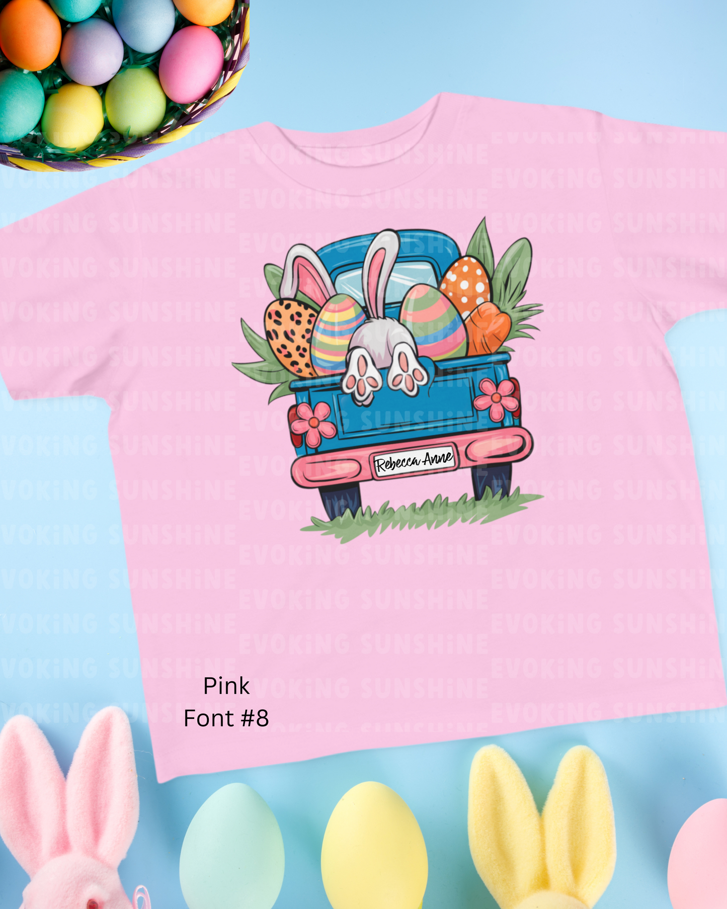 Personalized Easter Bunny Vintage Truck Toddler Tee - Cute Spring Design for Kids
