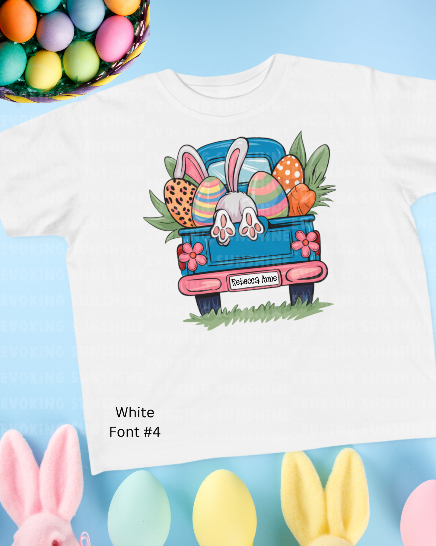 Personalized Easter Bunny Vintage Truck Toddler Tee - Cute Spring Design for Kids
