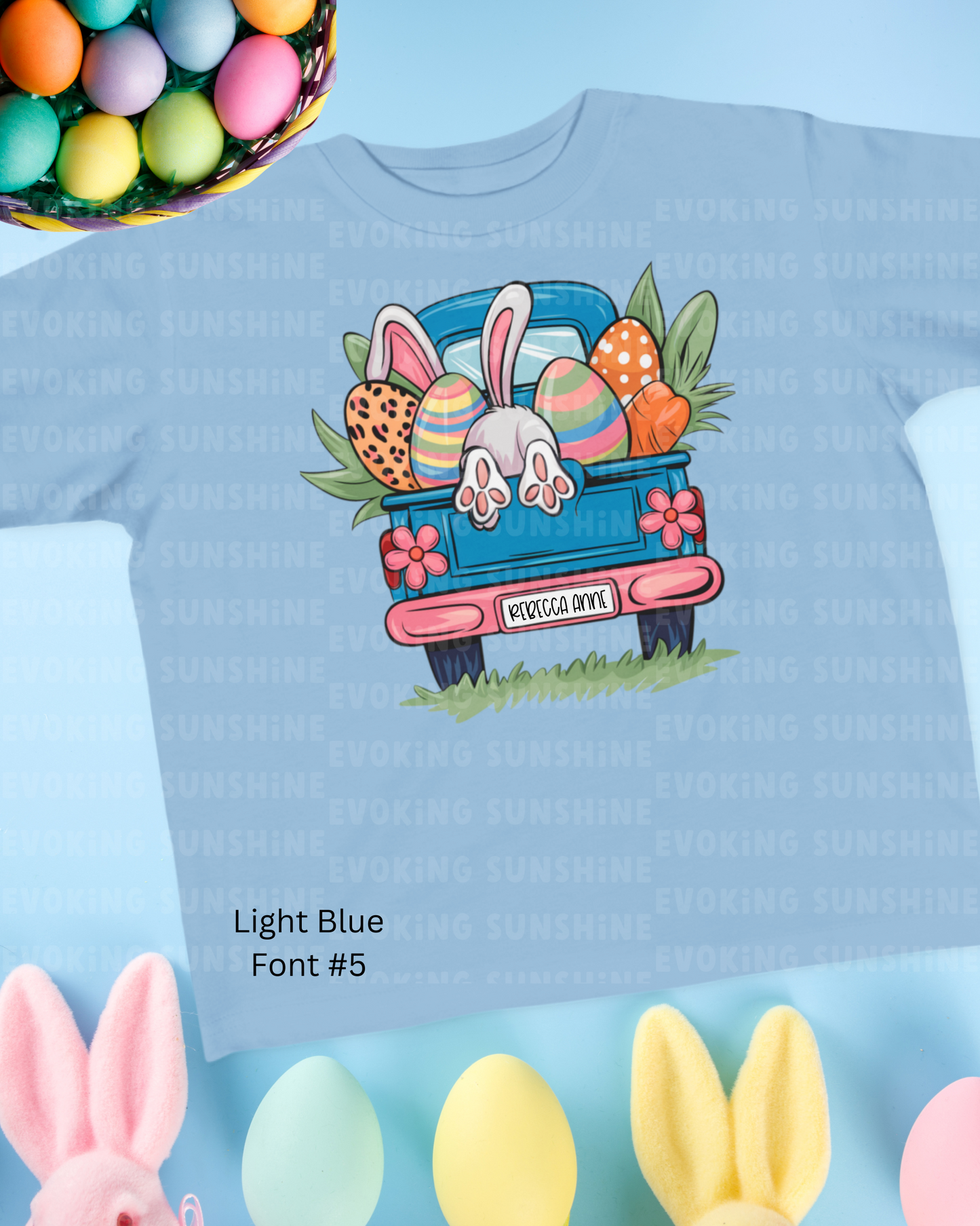 Personalized Easter Bunny Vintage Truck Toddler Tee - Cute Spring Design for Kids