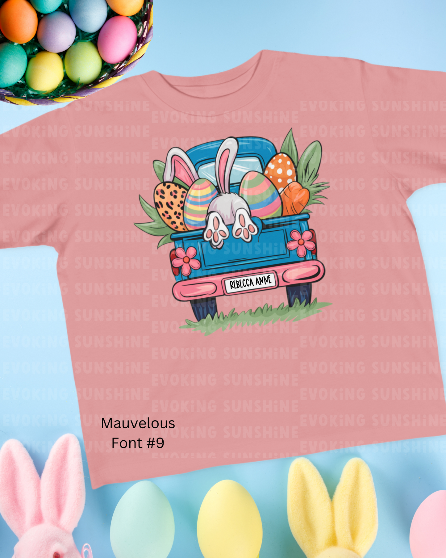 Personalized Easter Bunny Vintage Truck Toddler Tee - Cute Spring Design for Kids