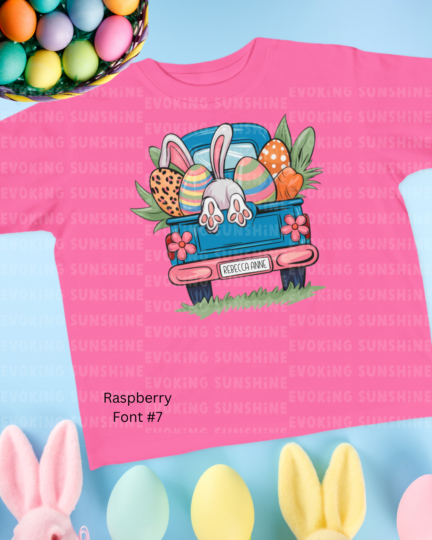 Personalized Easter Bunny Vintage Truck Toddler Tee - Cute Spring Design for Kids