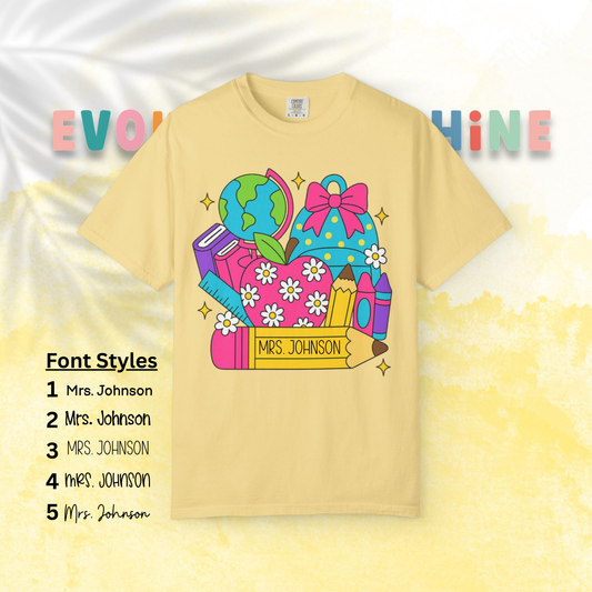 Back-To-School Personalized Teacher Shirt, Teacher Appreciation Gift, Back to School, Artsy Vibe, Comfort Colors