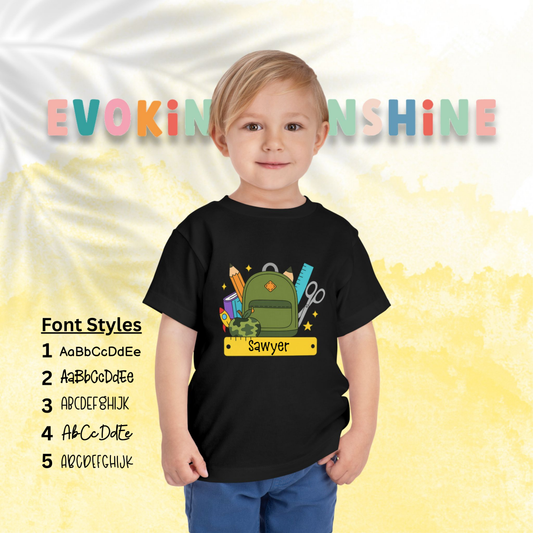 Custom Boys Back-to-School Toddler Tee, Preschool, Kindergarten, MDO, School Shirt, Backpack, Bookbag, Personalize