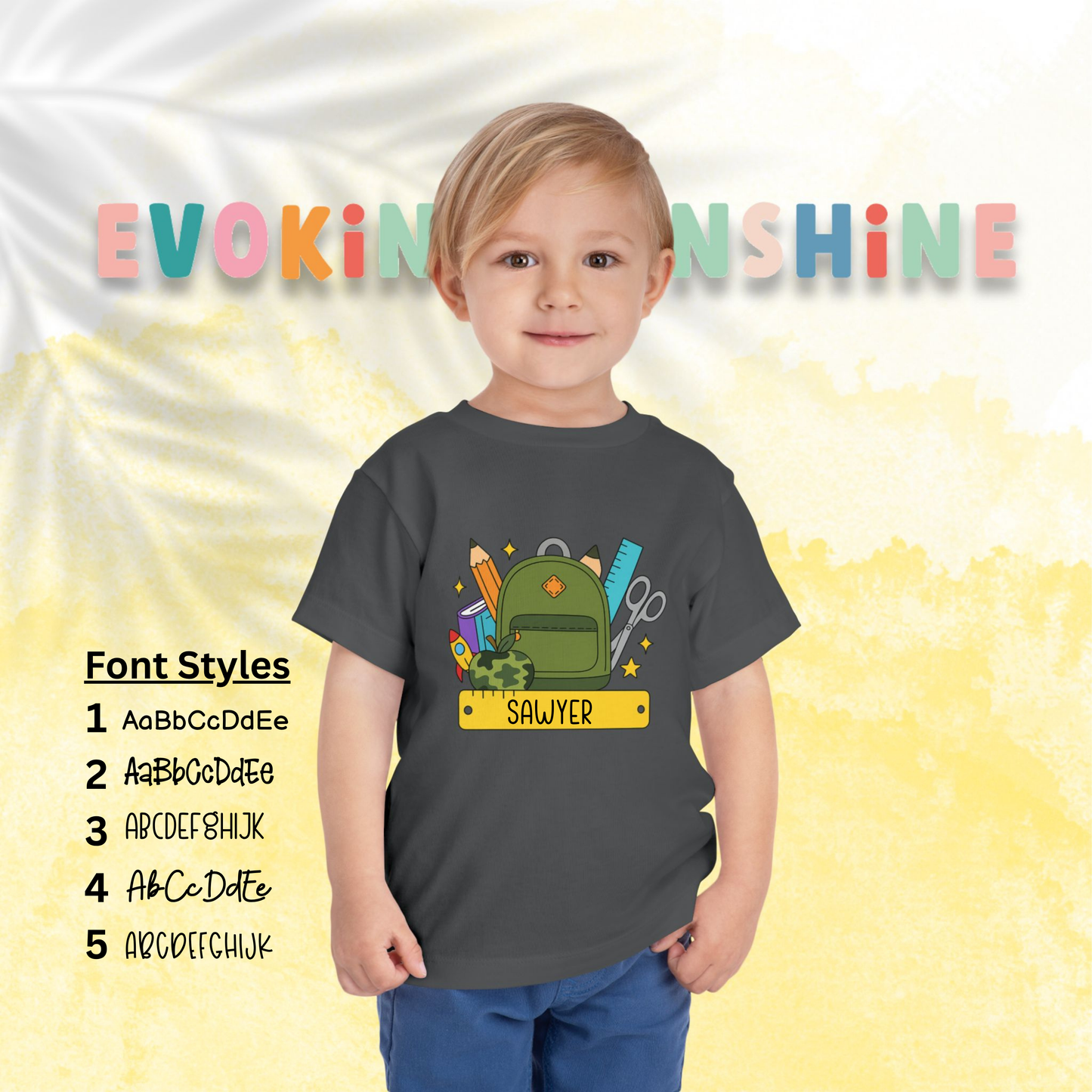 Custom Boys Back-to-School Toddler Tee, Preschool, Kindergarten, MDO, School Shirt, Backpack, Bookbag, Personalize