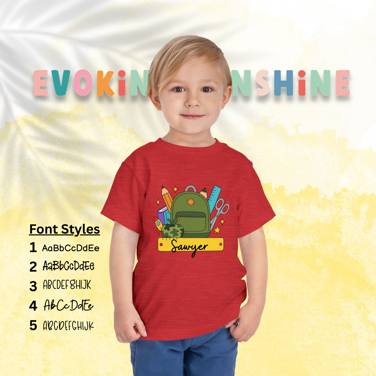 Custom Boys Back-to-School Toddler Tee, Preschool, Kindergarten, MDO, School Shirt, Backpack, Bookbag, Personalize