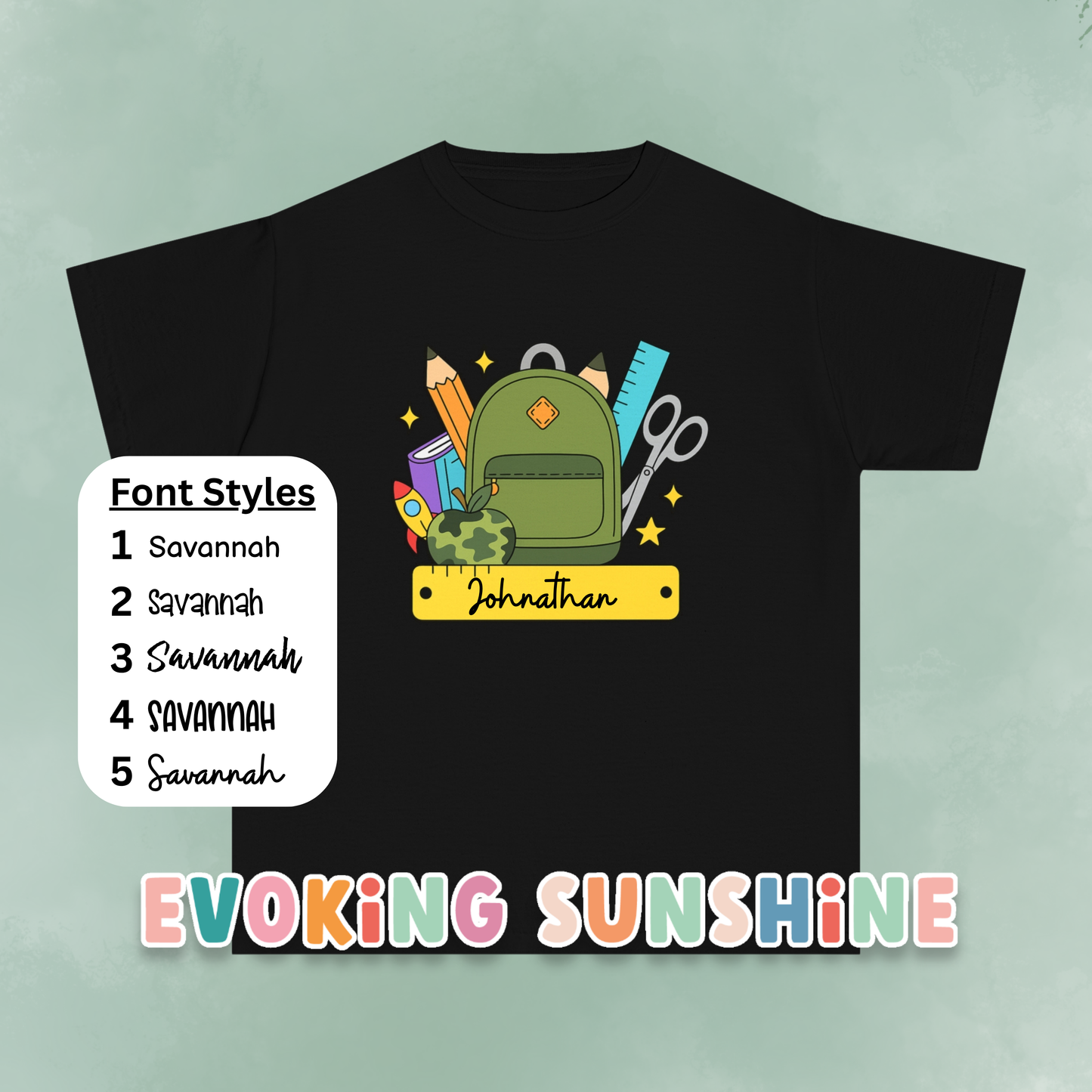 Personalized Boys Back To School Youth Tee, Personalized Boy Shirt, Backpack, Bookbag Shirt