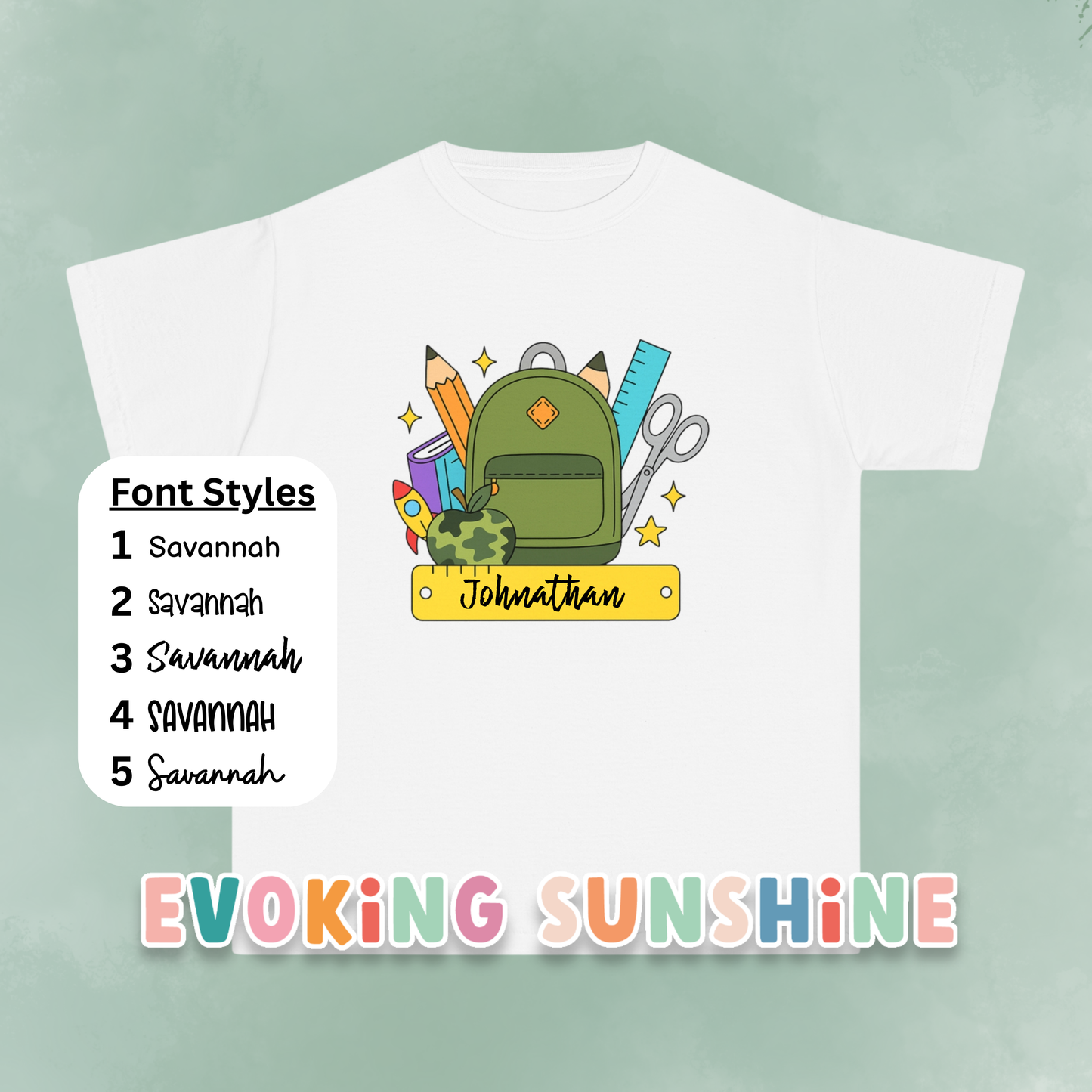 Personalized Boys Back To School Youth Tee, Personalized Boy Shirt, Backpack, Bookbag Shirt