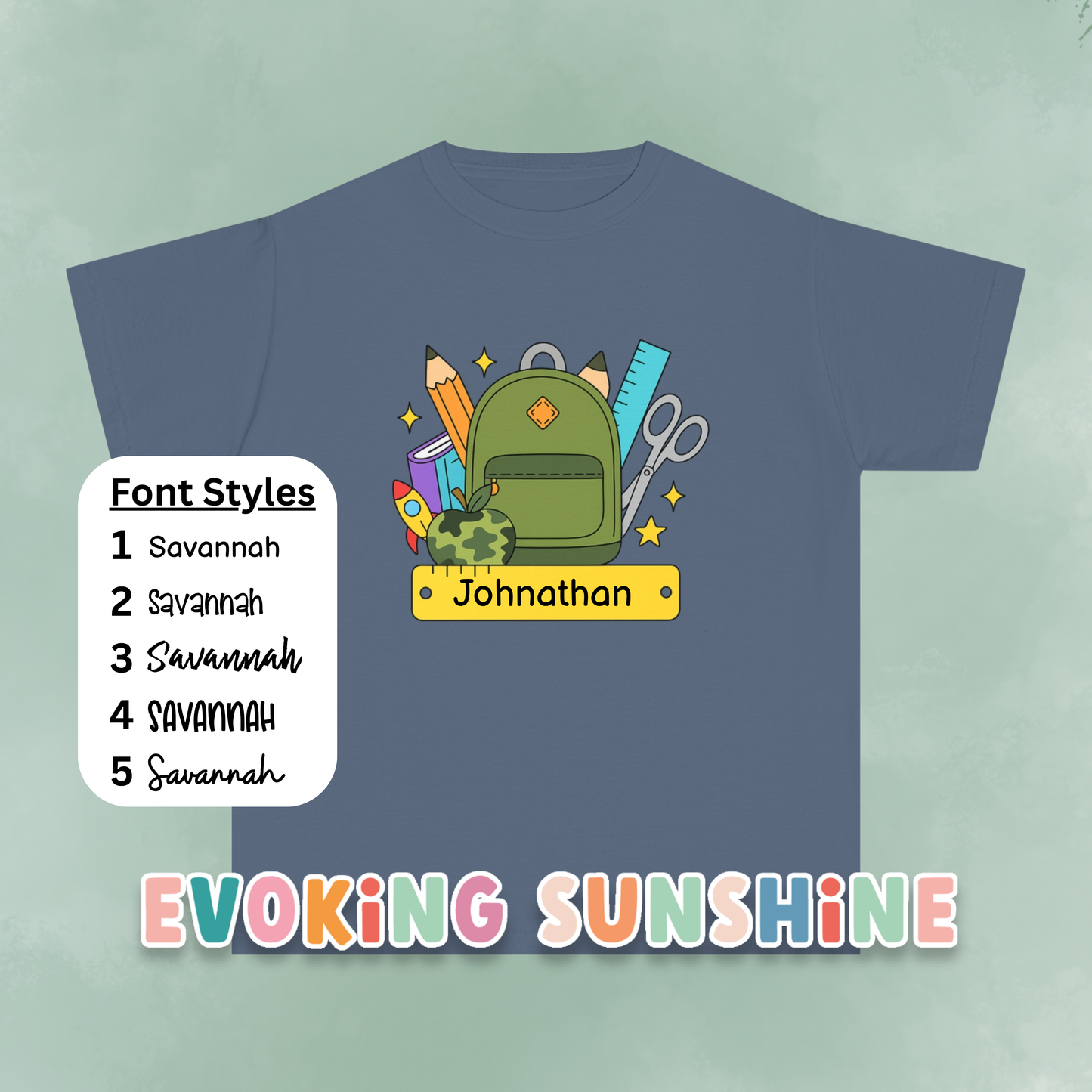 Personalized Boys Back To School Youth Tee, Personalized Boy Shirt, Backpack, Bookbag Shirt