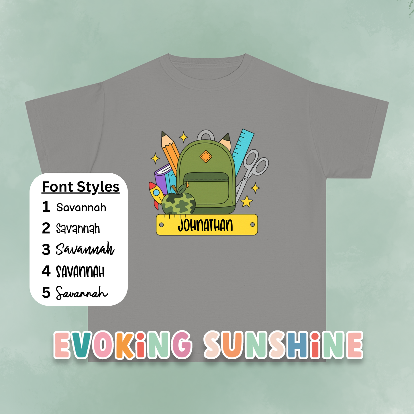 Personalized Boys Back To School Youth Tee, Personalized Boy Shirt, Backpack, Bookbag Shirt