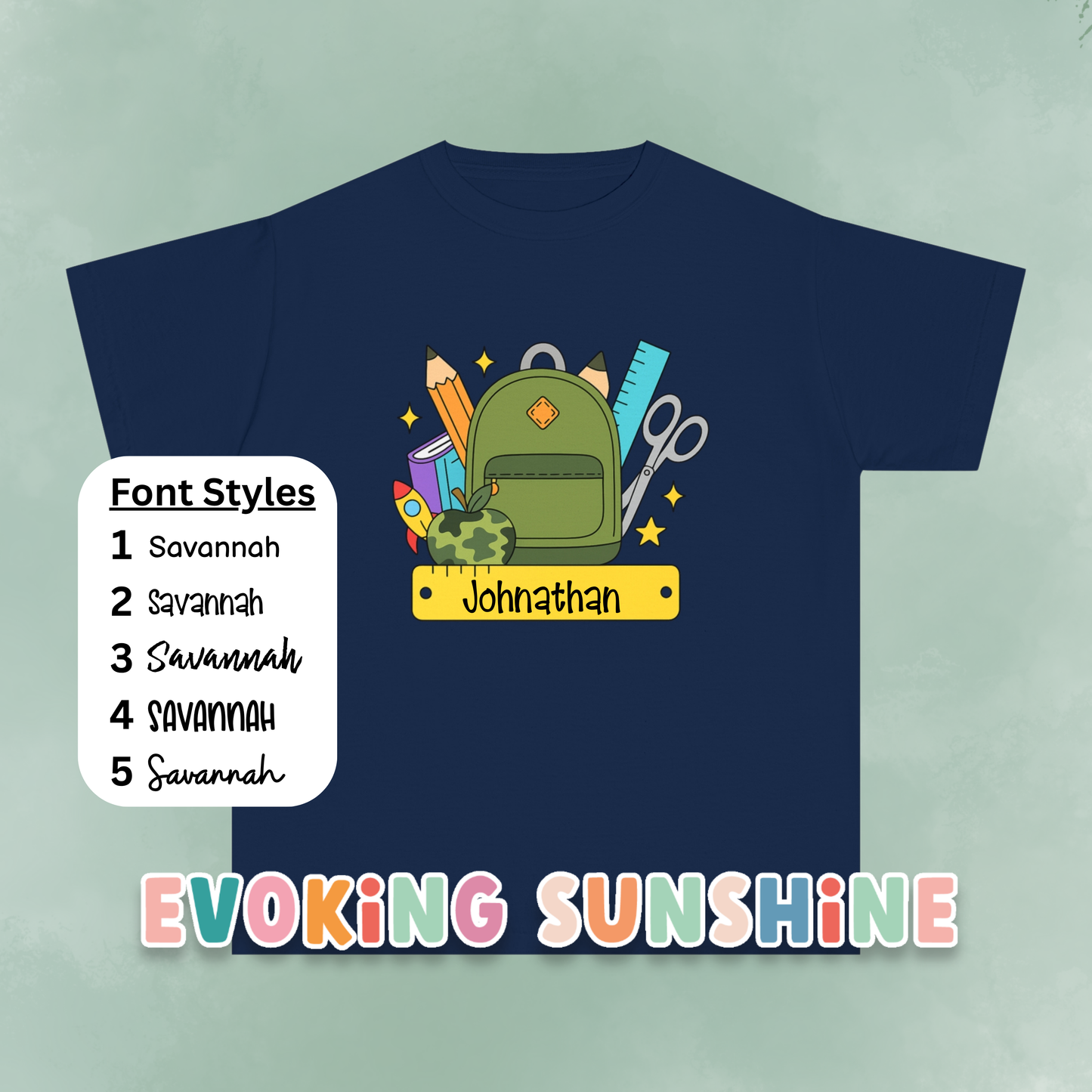 Personalized Boys Back To School Youth Tee, Personalized Boy Shirt, Backpack, Bookbag Shirt