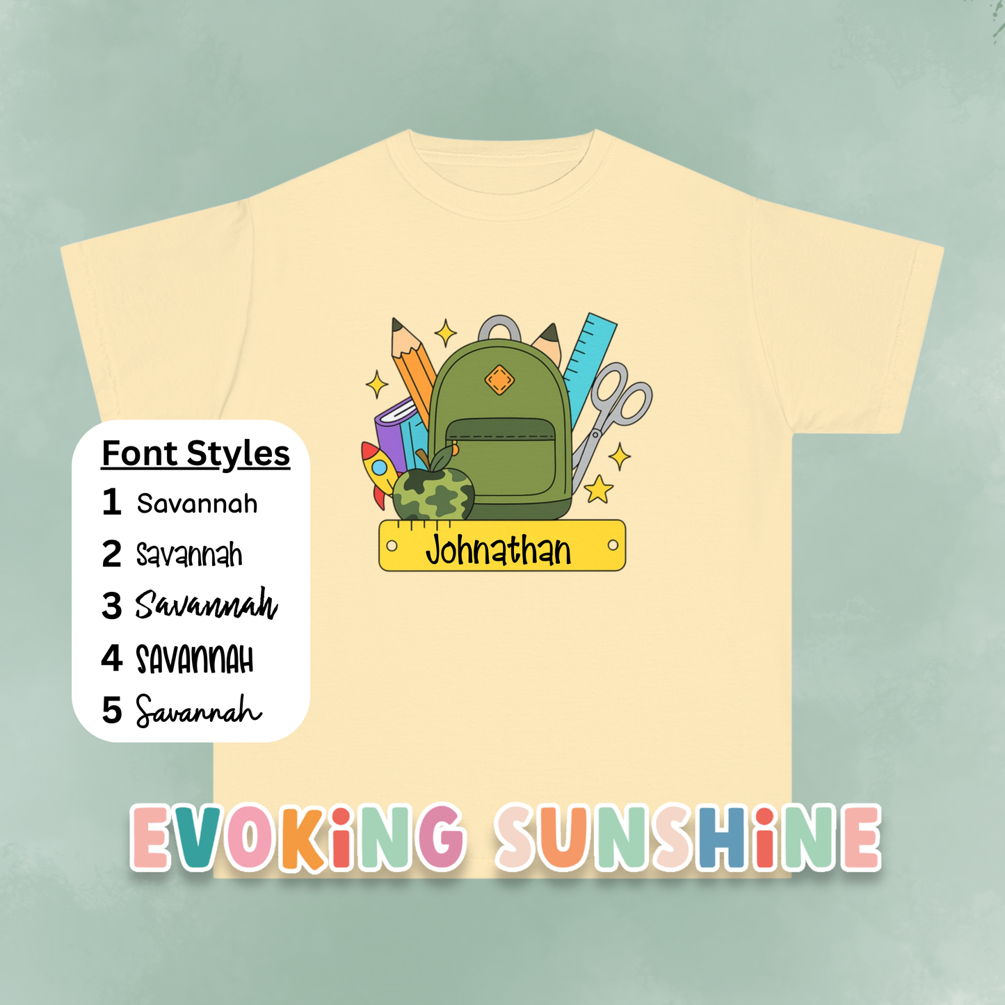 Personalized Boys Back To School Youth Tee, Personalized Boy Shirt, Backpack, Bookbag Shirt