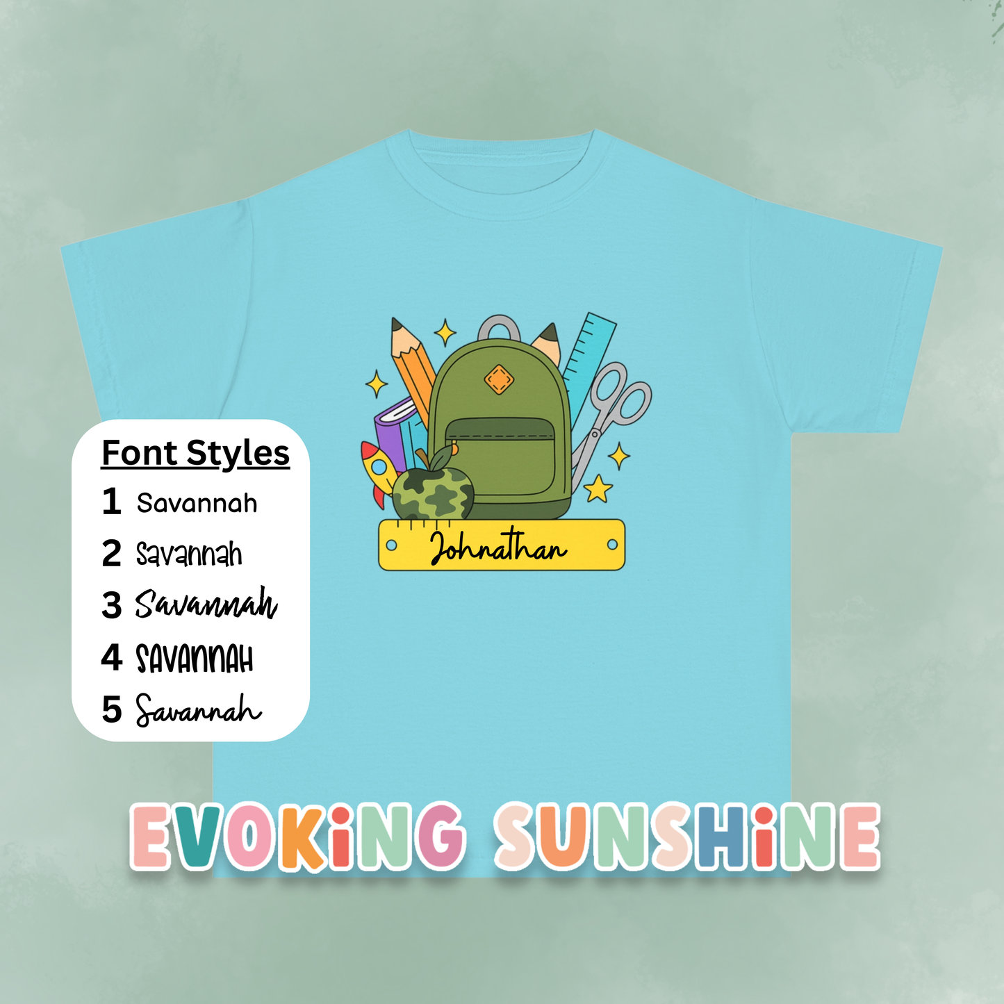 Personalized Boys Back To School Youth Tee, Personalized Boy Shirt, Backpack, Bookbag Shirt