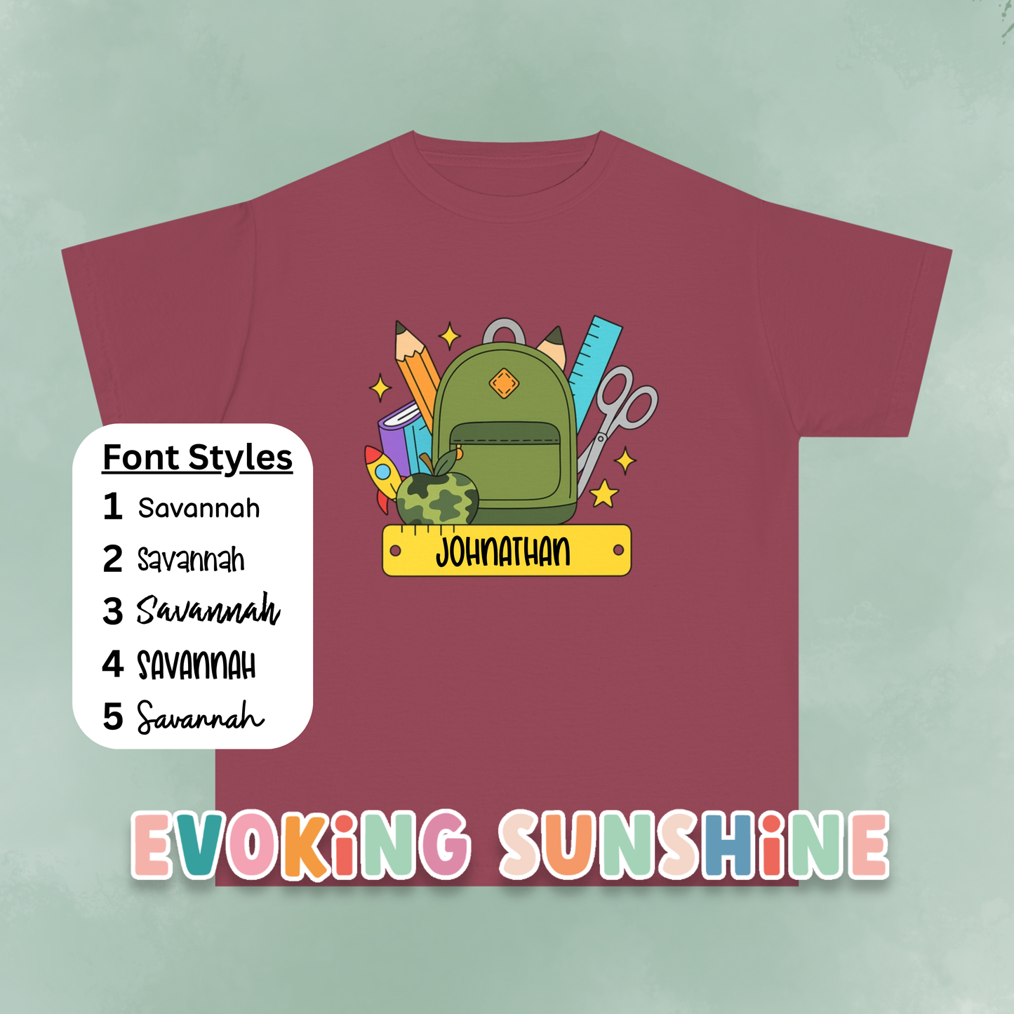 Personalized Boys Back To School Youth Tee, Personalized Boy Shirt, Backpack, Bookbag Shirt