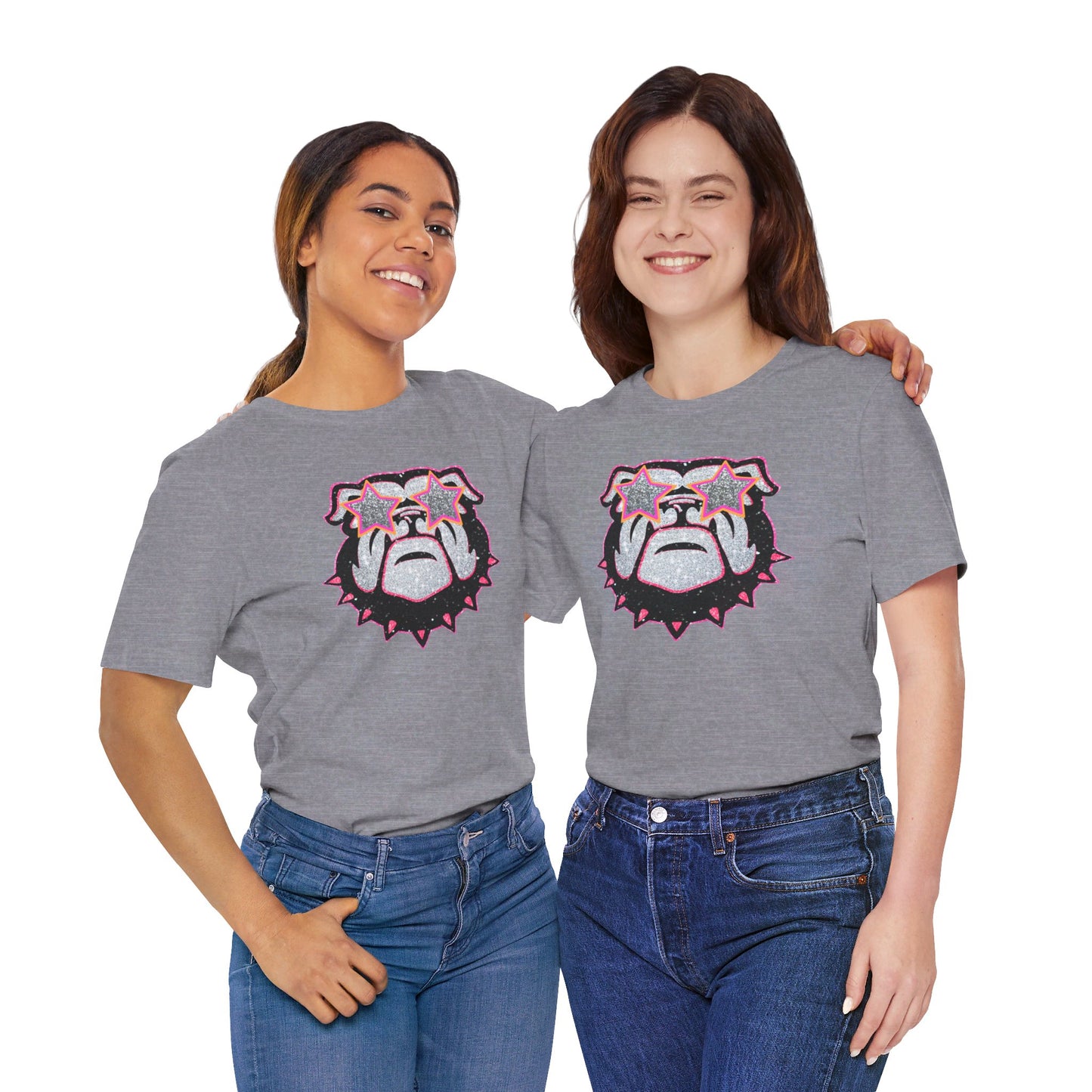UGA Bulldog Lady Tee in Faux Black, Pink and Silver Glitter