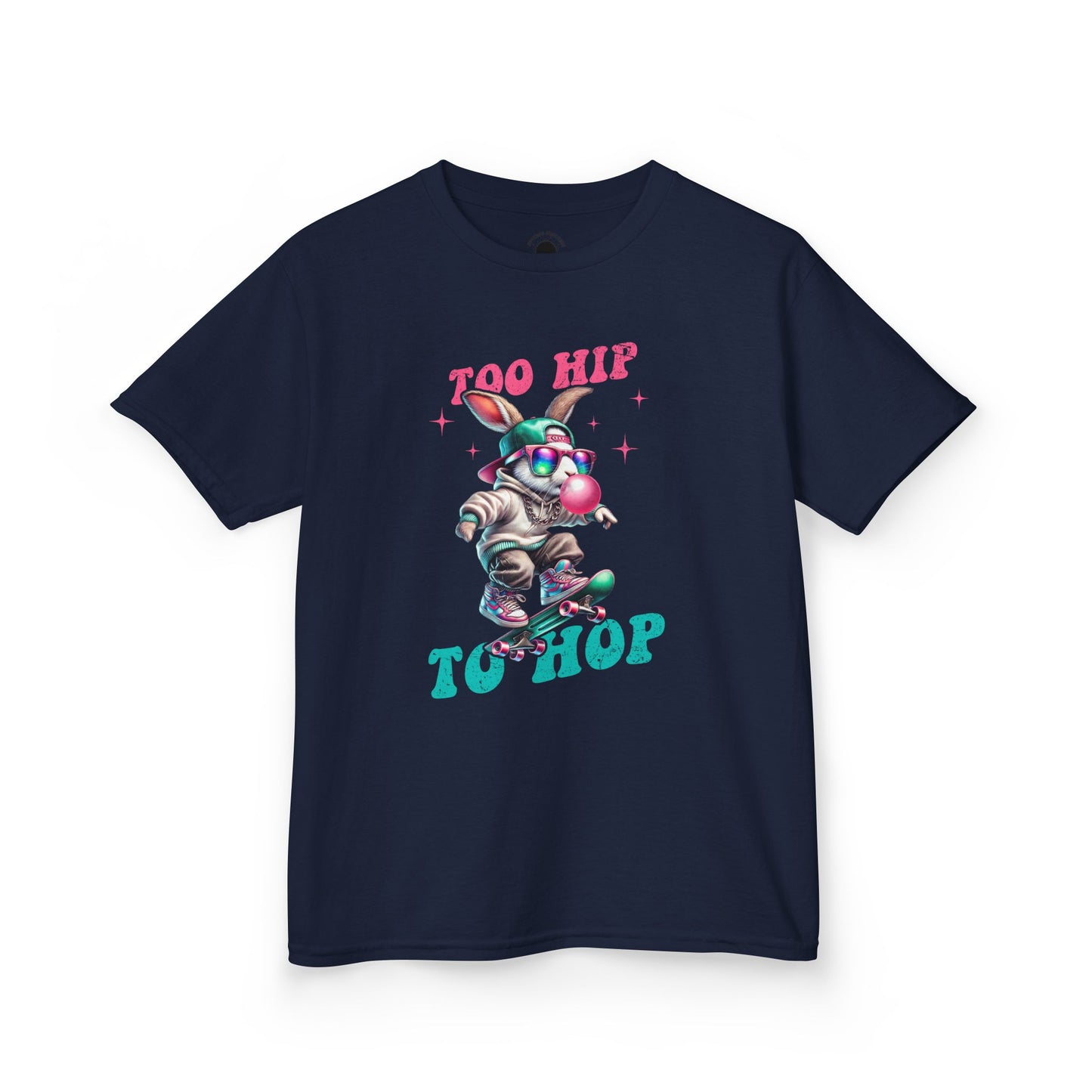 Cool Skateboarding Bunny Kids Tee - "Too Hip to Hop"