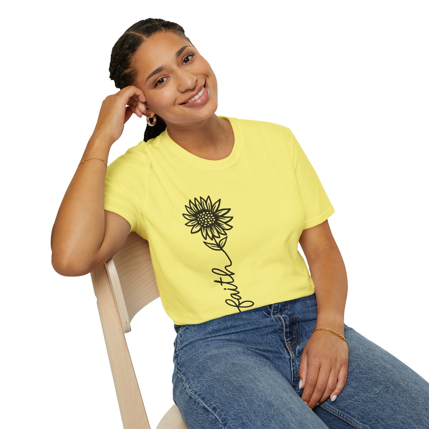 Faith-Inspired Unisex Softstyle T-Shirt - Floral Design for Everyday Wear