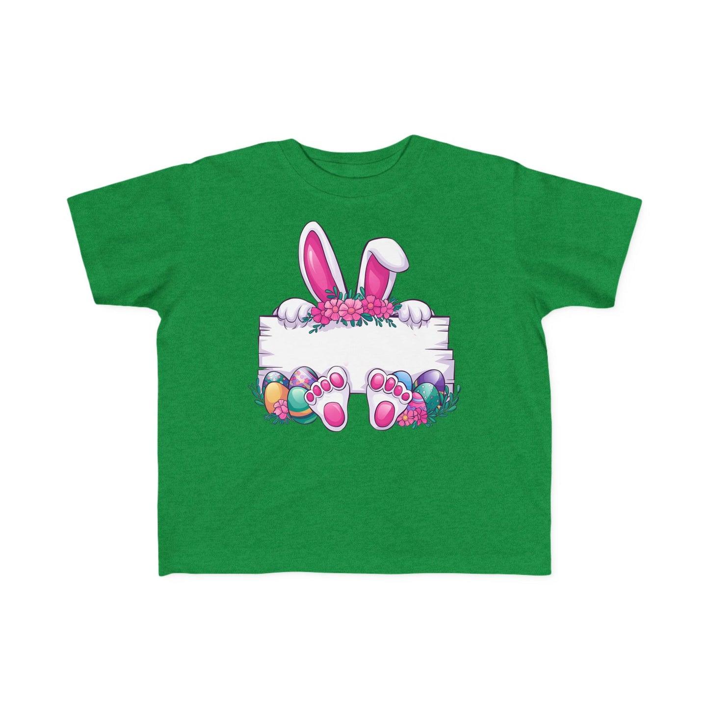 Personalized Cute Easter Bunny Toddler T-Shirt with Colorful Eggs