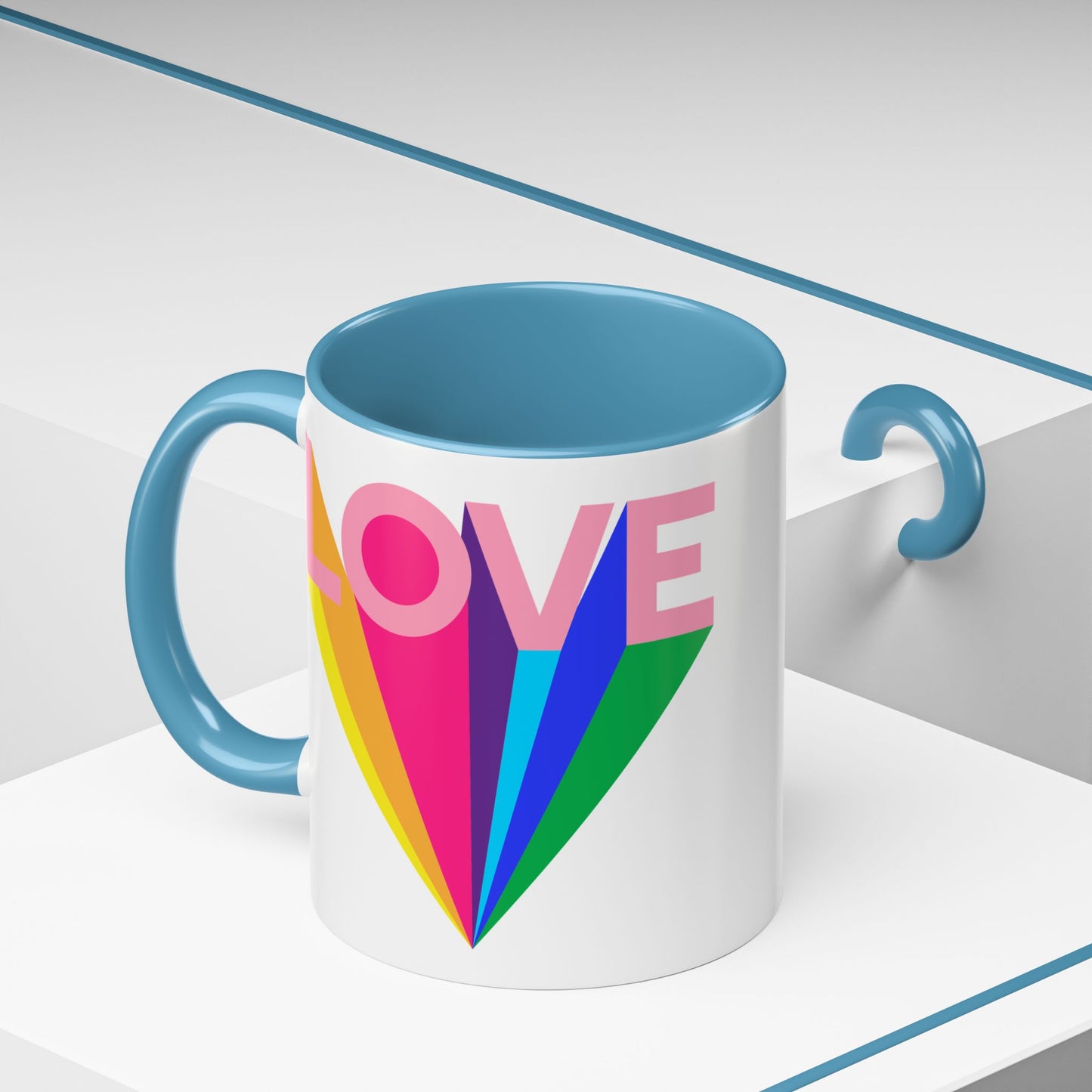 LOVE Accent Coffee Mug (11, 15oz), Rainbow mug, Coffee Lover, Valentine's gift, Tea lover, Gifts for her, Gifts for him