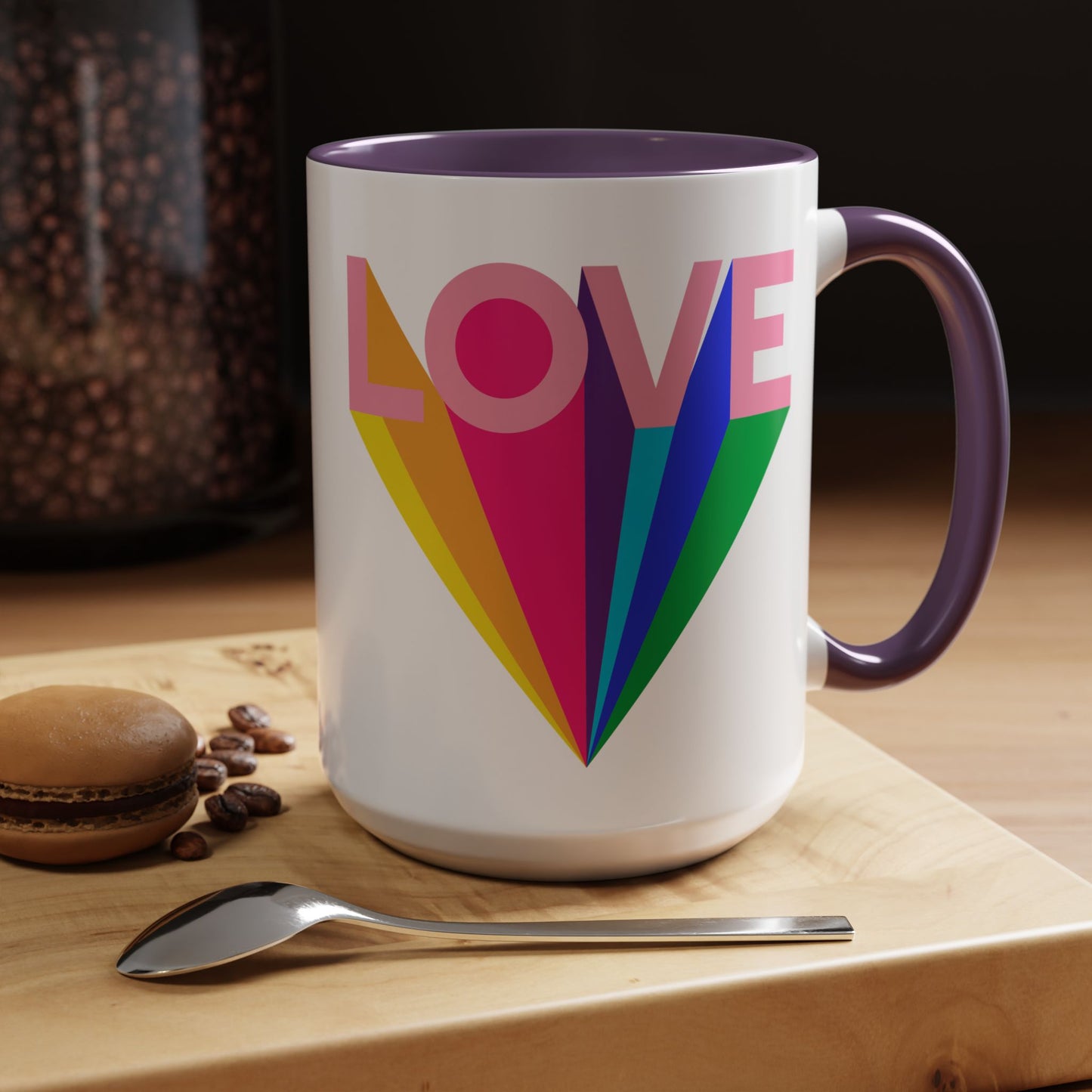 LOVE Accent Coffee Mug (11, 15oz), Rainbow mug, Coffee Lover, Valentine's gift, Tea lover, Gifts for her, Gifts for him