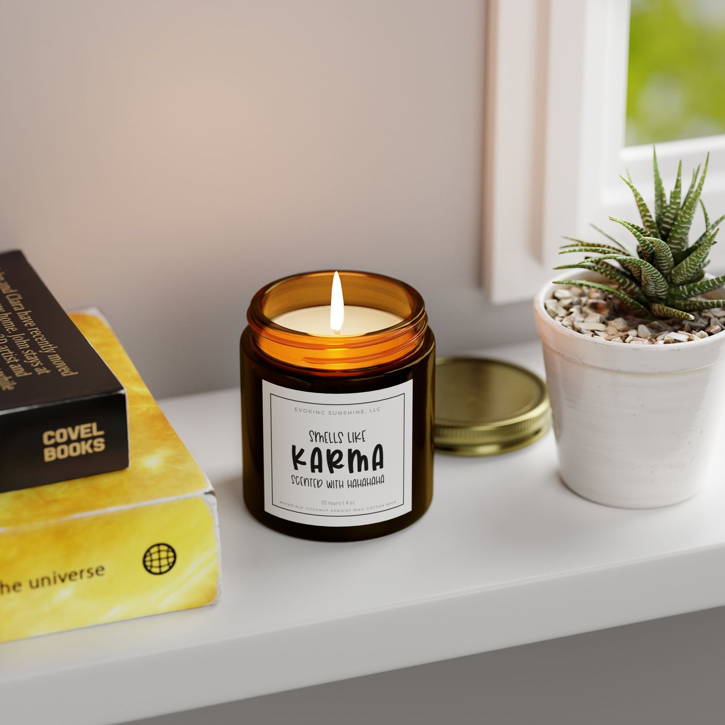 Scented Candle, 'Smells Like Karma, Scented with Hahahahaha', Hand-Poured in the USA, 9 Scents, Coconut Apricot Wax