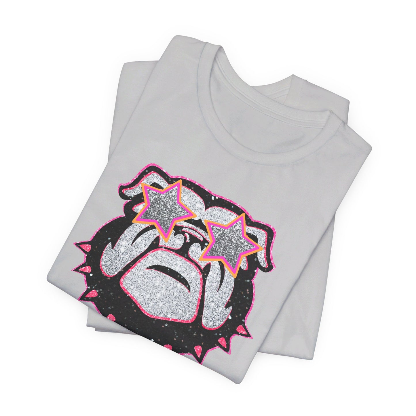 UGA Bulldog Lady Tee in Faux Black, Pink and Silver Glitter