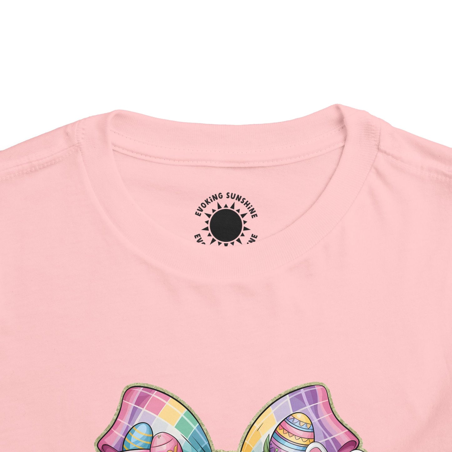 Easter Bunny Toddler Tee - Festive Short Sleeve Shirt with Colorful Bow Design