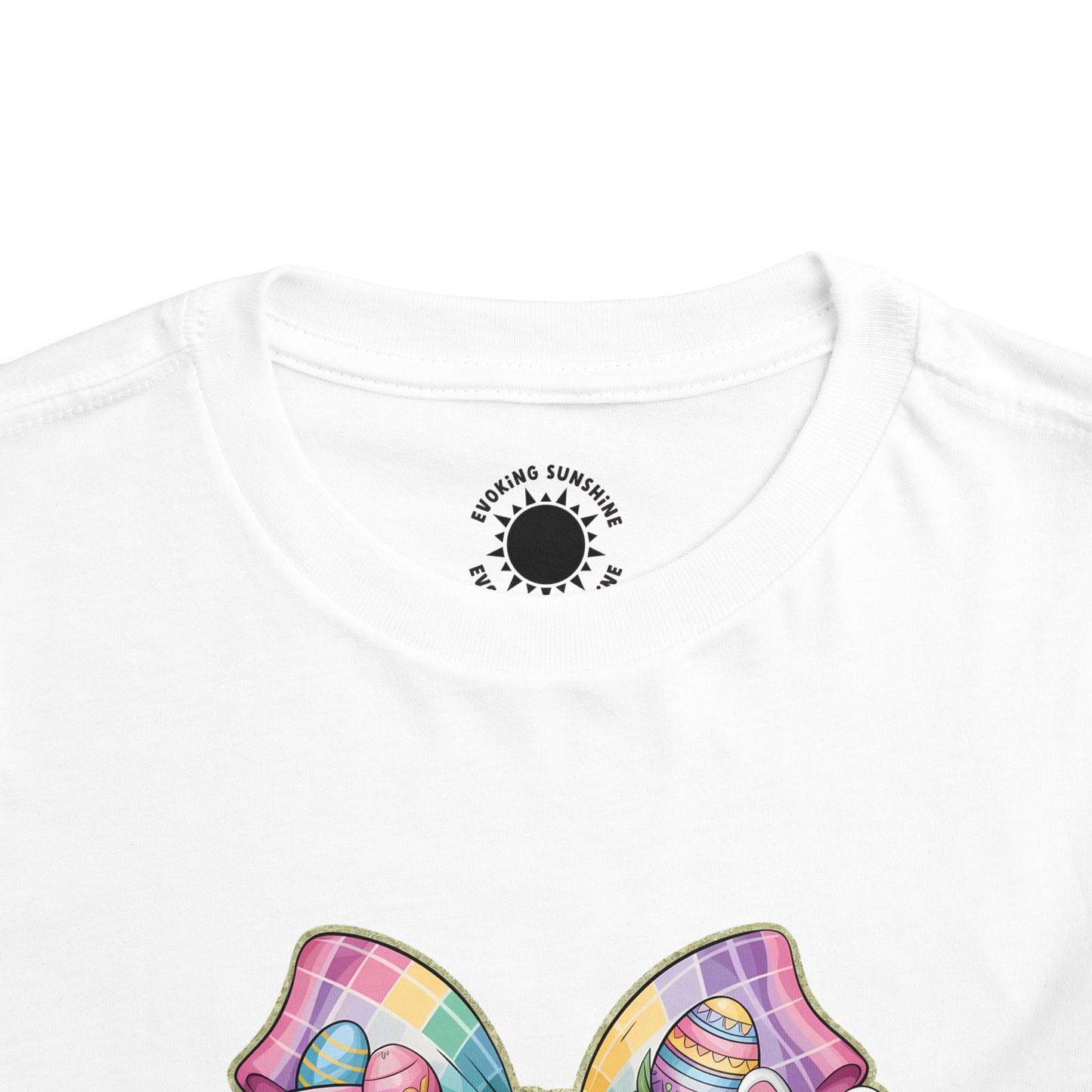 Easter Bunny Toddler Tee - Festive Short Sleeve Shirt with Colorful Bow Design