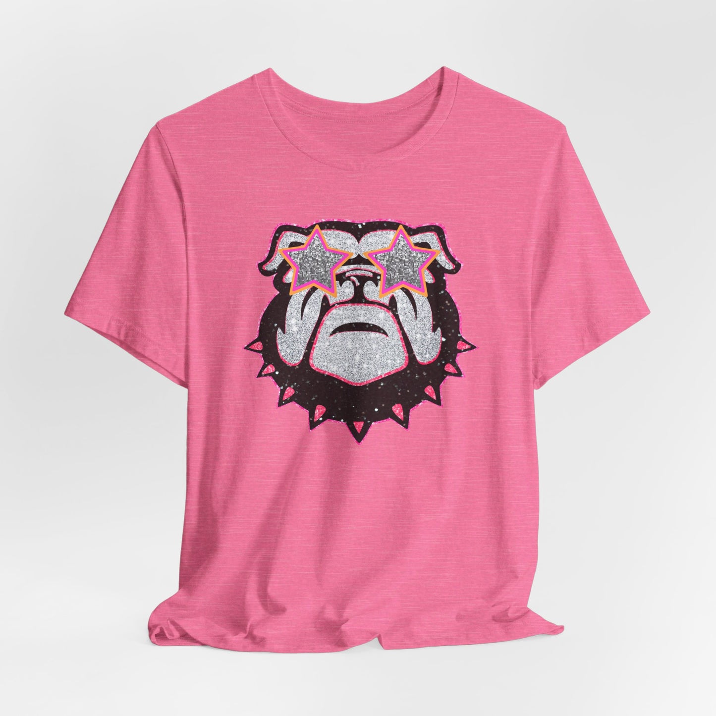 UGA Bulldog Lady Tee in Faux Black, Pink and Silver Glitter