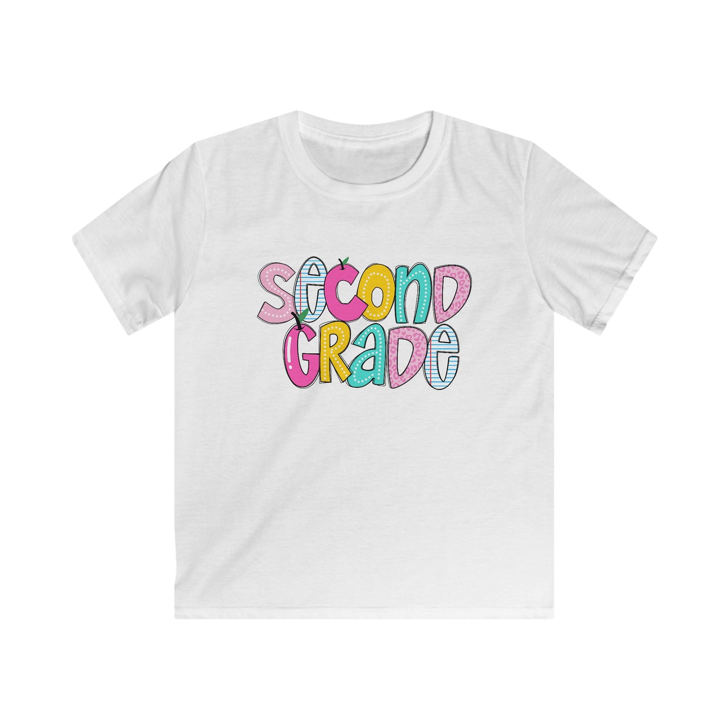 Second Grade Kids Softstyle Tee, Back to School Shirt, Elementary School, First Day of School, Fun Graphic Tee
