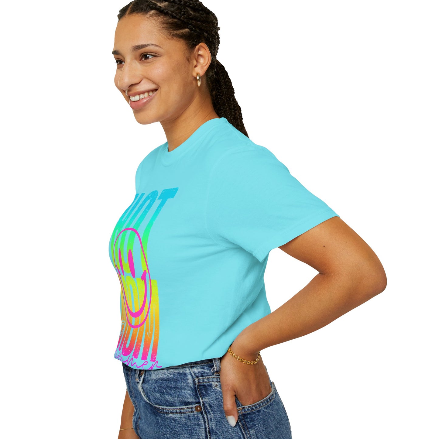Neon Hot Mom Summer Unisex T-shirt, Neon Smile Face Shirt, Trendy Summer Tee, Cute Smiley Face Top, Casual Summer Apparel