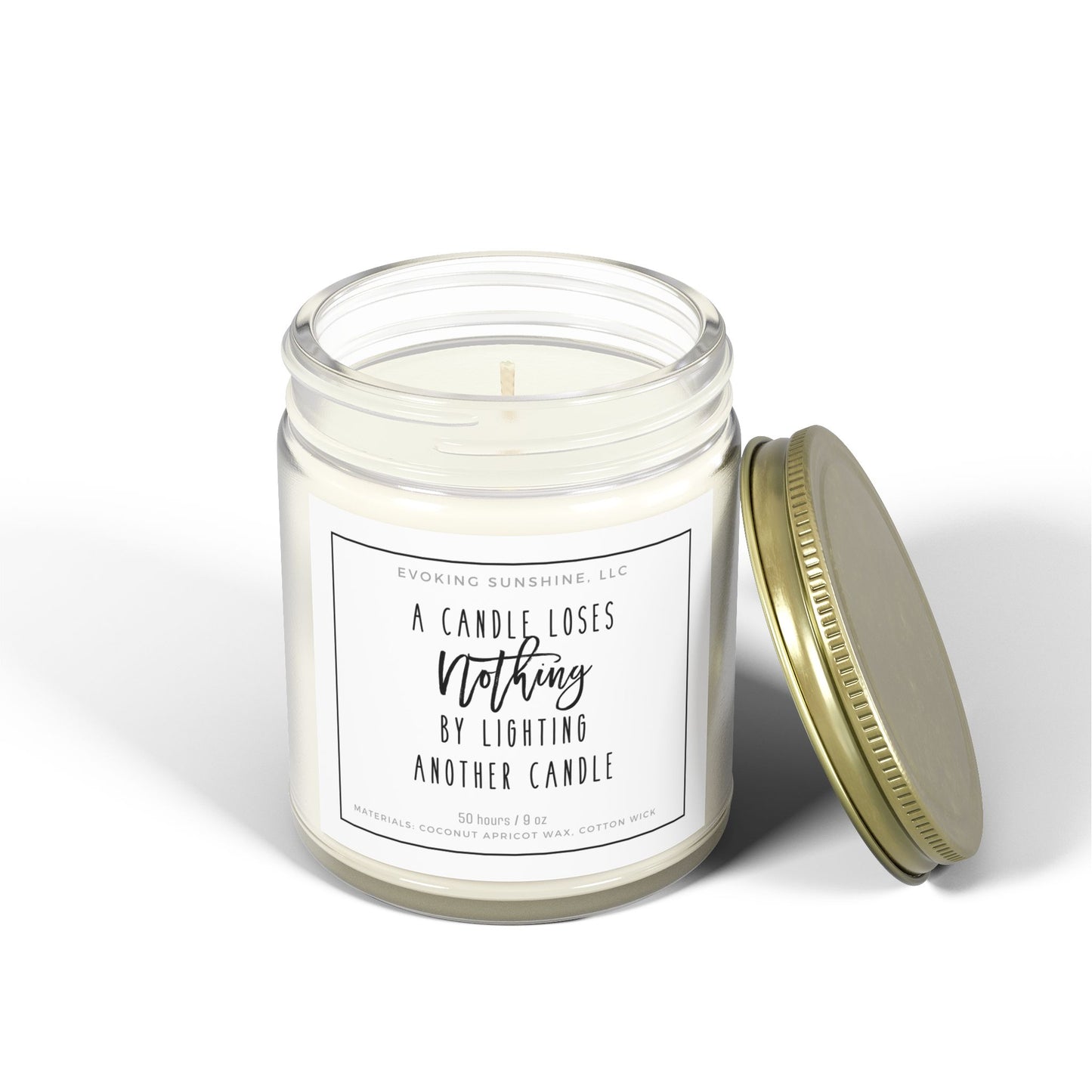 9oz Scented Candle, 'A Candle Loses NOTHING by Lighting Another Candle', Hand-Poured in the USA, 9 Scents, Coconut Apricot Wax