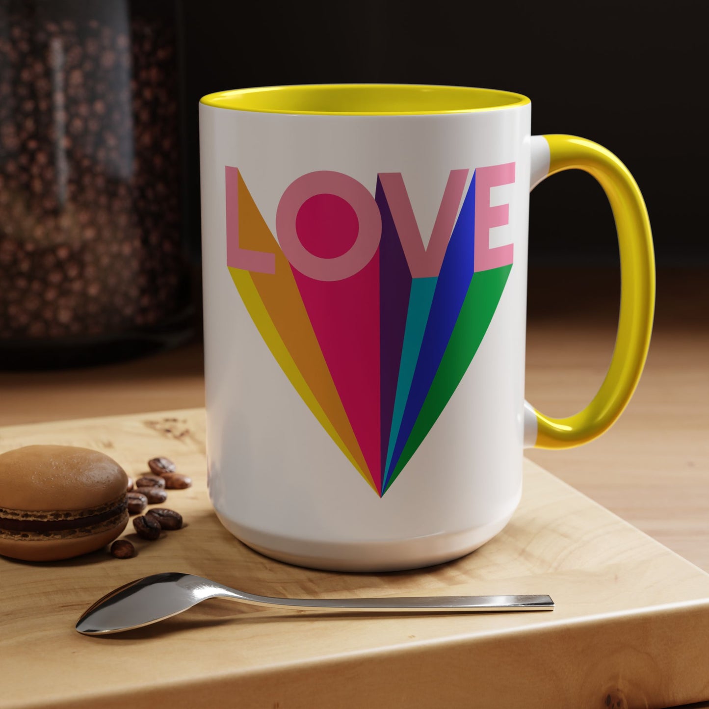LOVE Accent Coffee Mug (11, 15oz), Rainbow mug, Coffee Lover, Valentine's gift, Tea lover, Gifts for her, Gifts for him